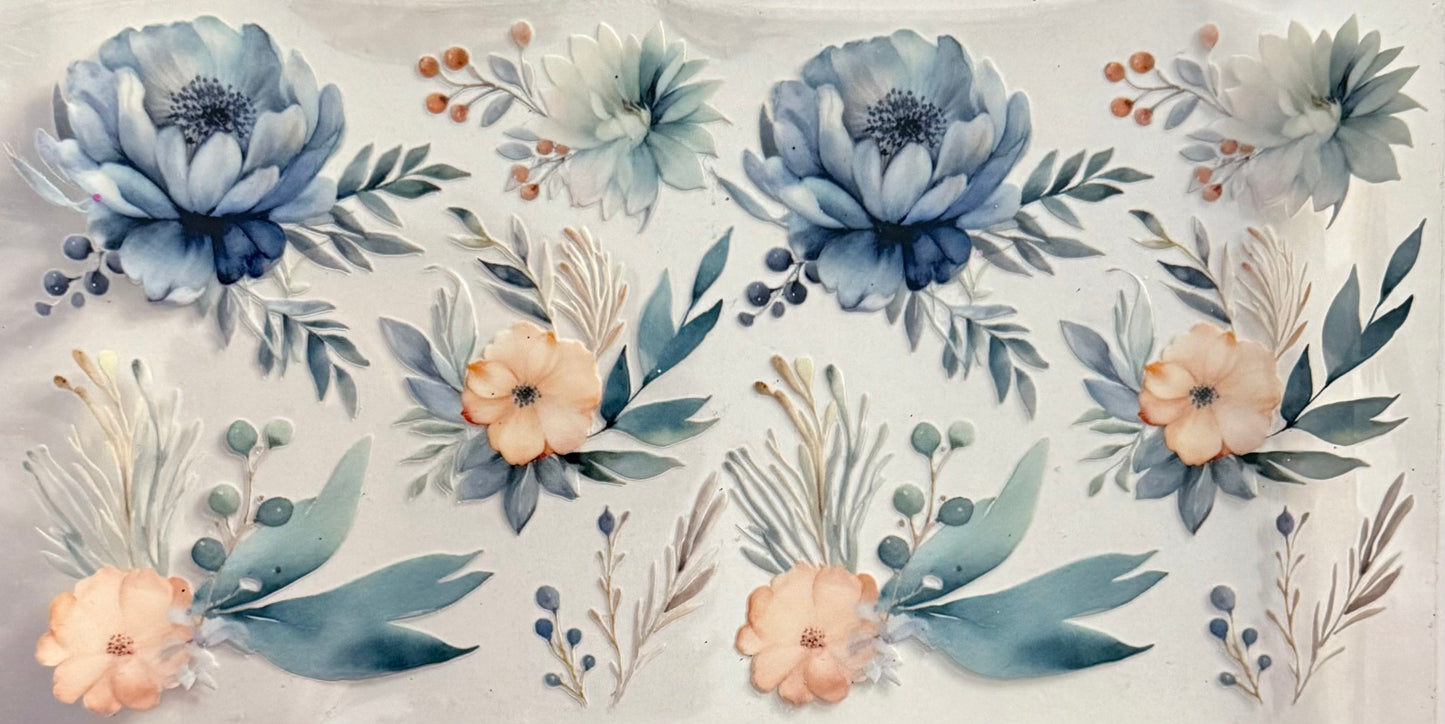 Blue and coral flowers