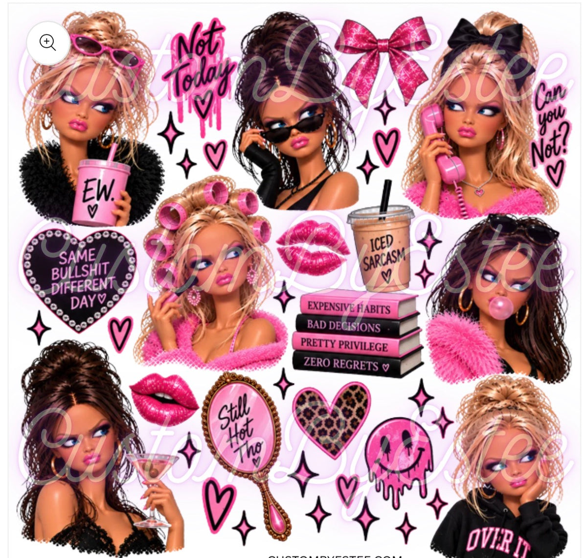 Pink sassy doll face element