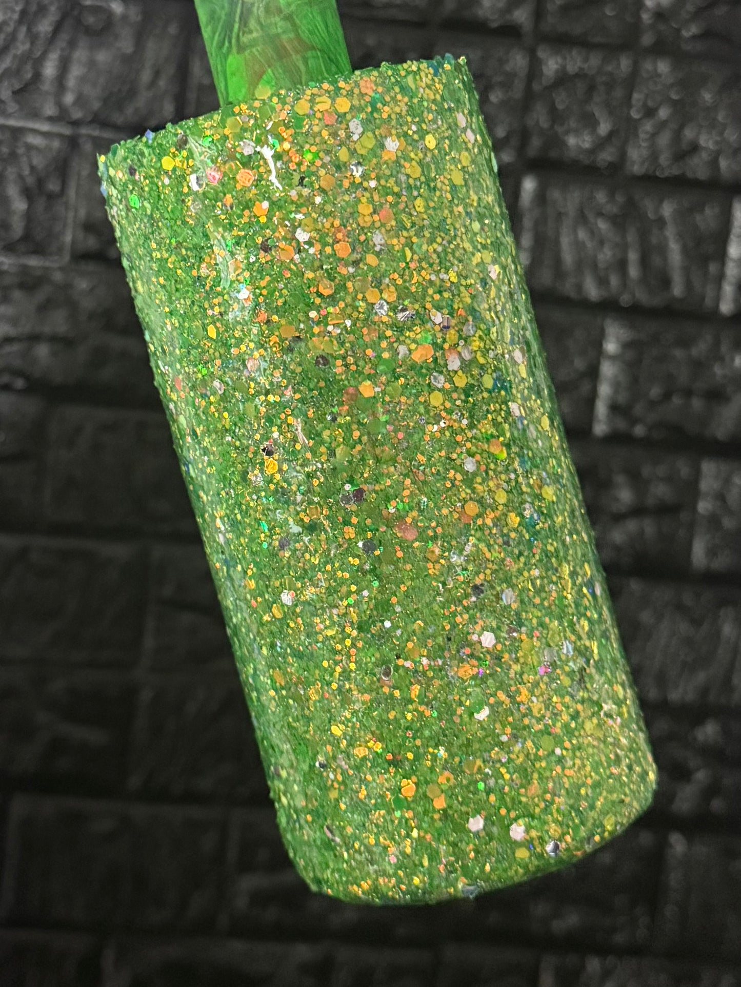 12oz skinny can koozie lime green mix (glow)