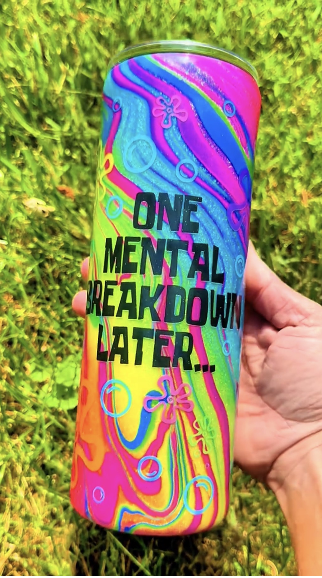 PREORDER!!! 20oz skinny mental breakdown rainbow swirl. *read description*