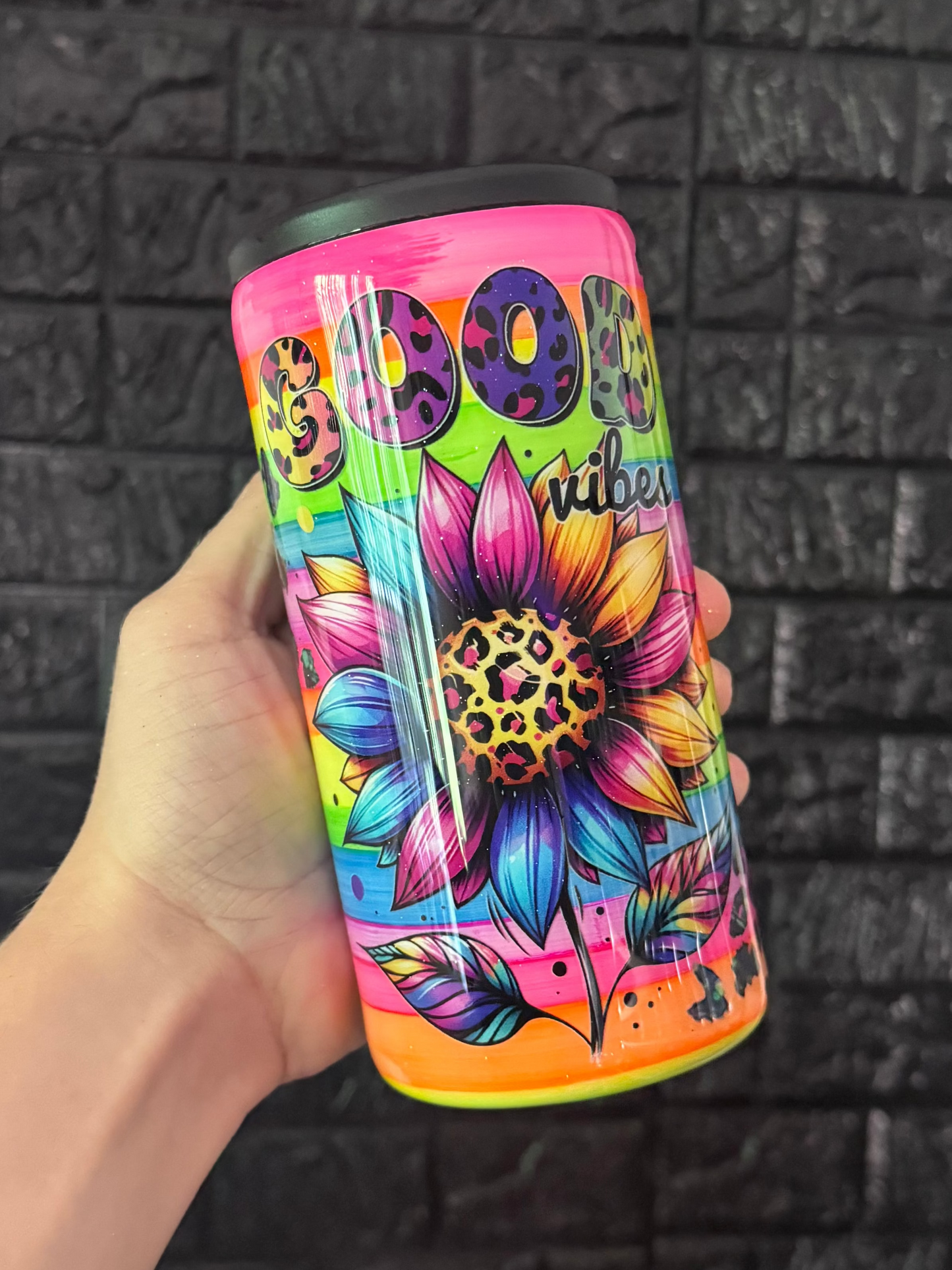 Good vibes 12oz slim can koozie