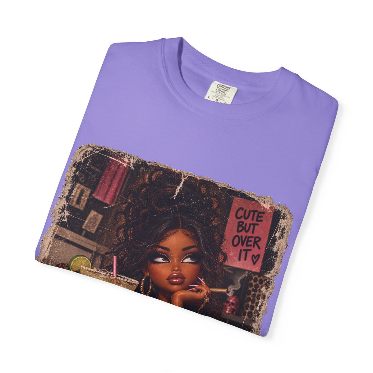 T-Shirt — Cute But Over It Graphic Tee (Girl with Cocktail)