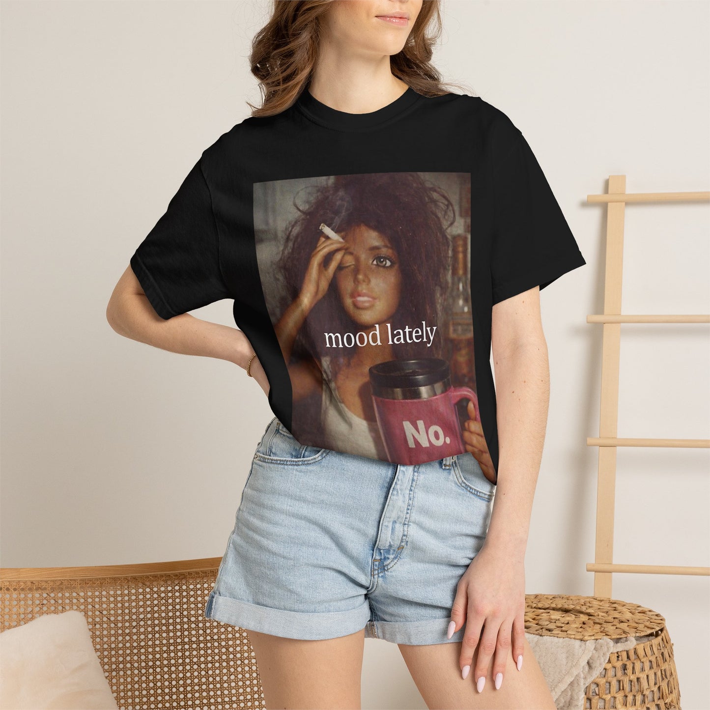 Graphic Tee — 'Mood Lately' Vintage Photo with No. Mug