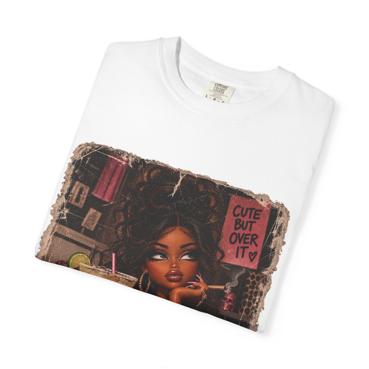 T-Shirt — Cute But Over It Graphic Tee (Girl with Cocktail)
