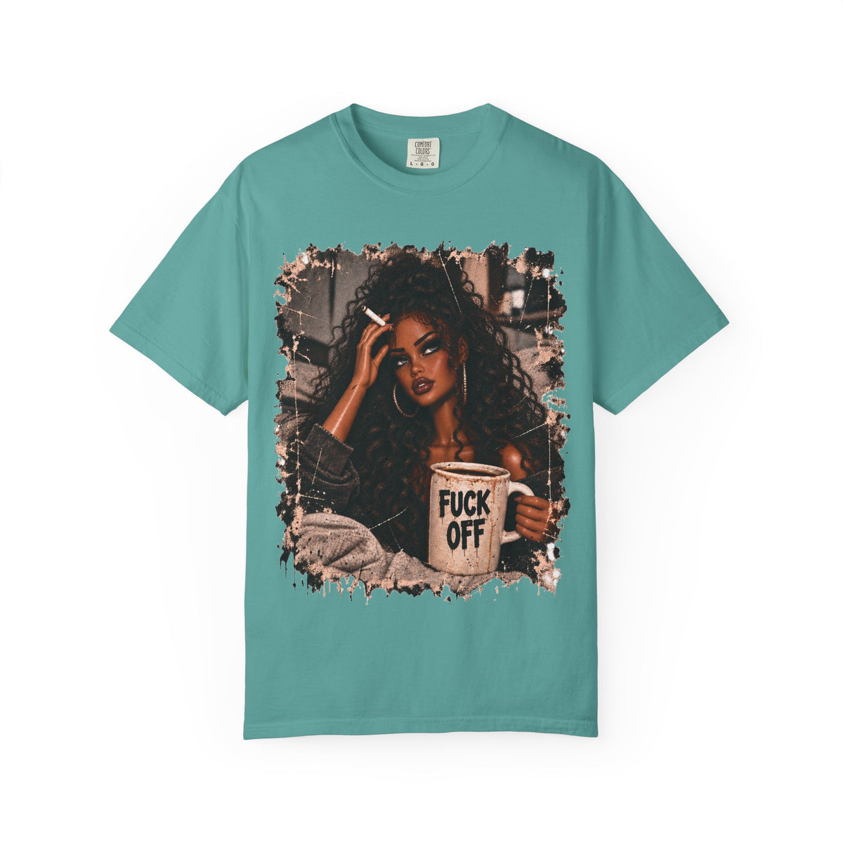 Curly Hair F*ck Off Coffee Girl T Shirt