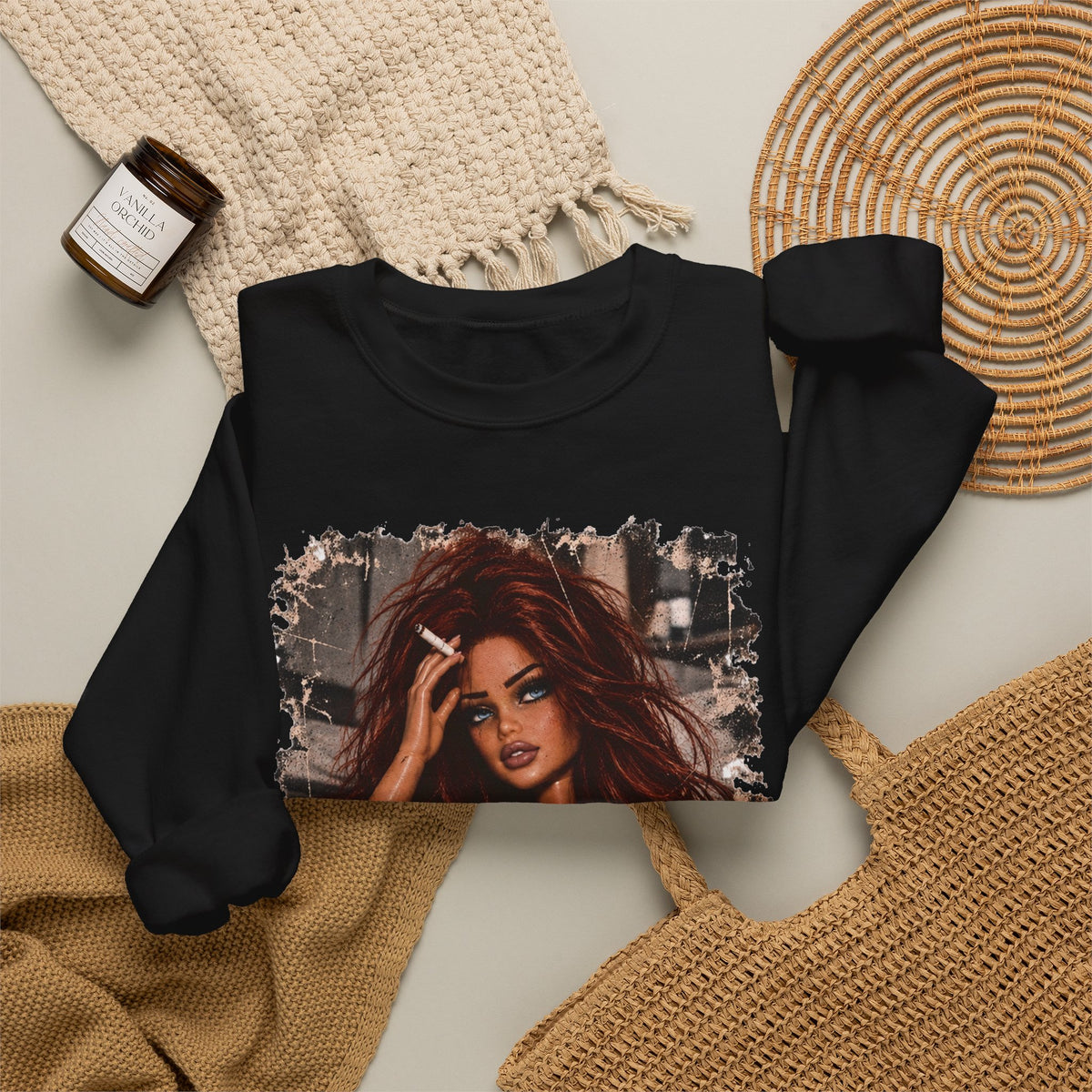 Red Hair F*ck Off Coffee Girl Crewneck Sweatshirt