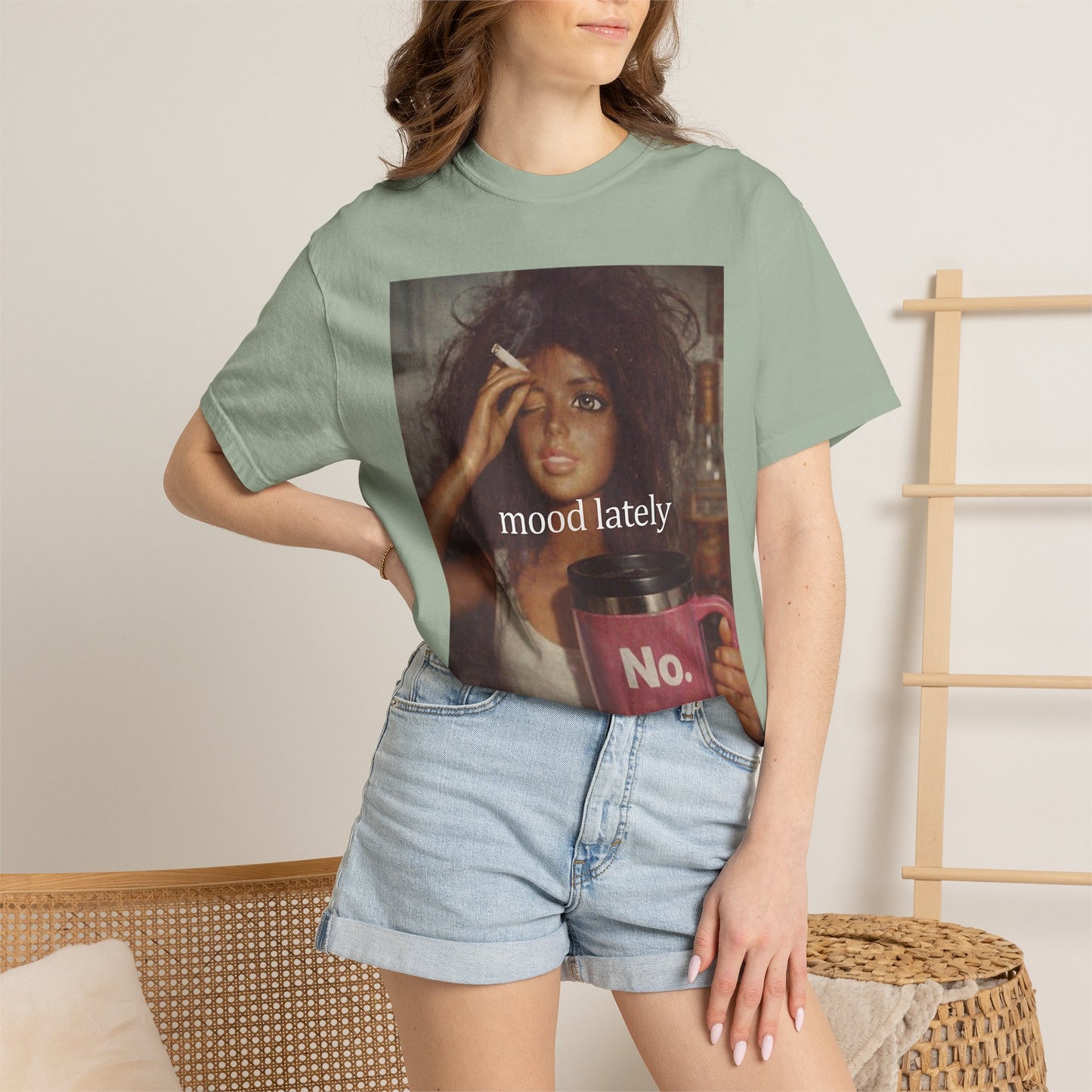 Graphic Tee — 'Mood Lately' Vintage Photo with No. Mug