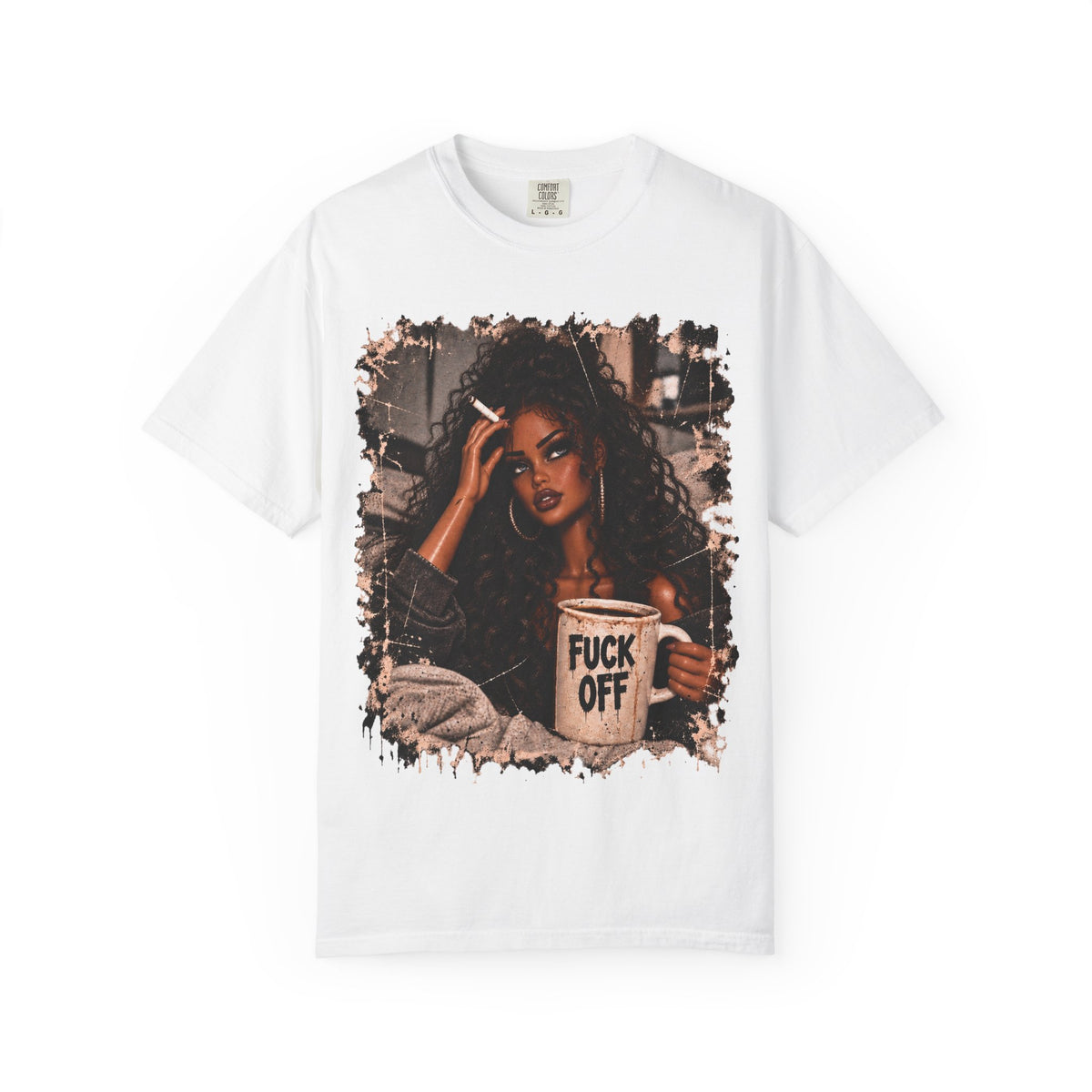 Curly Hair F*ck Off Coffee Girl T Shirt