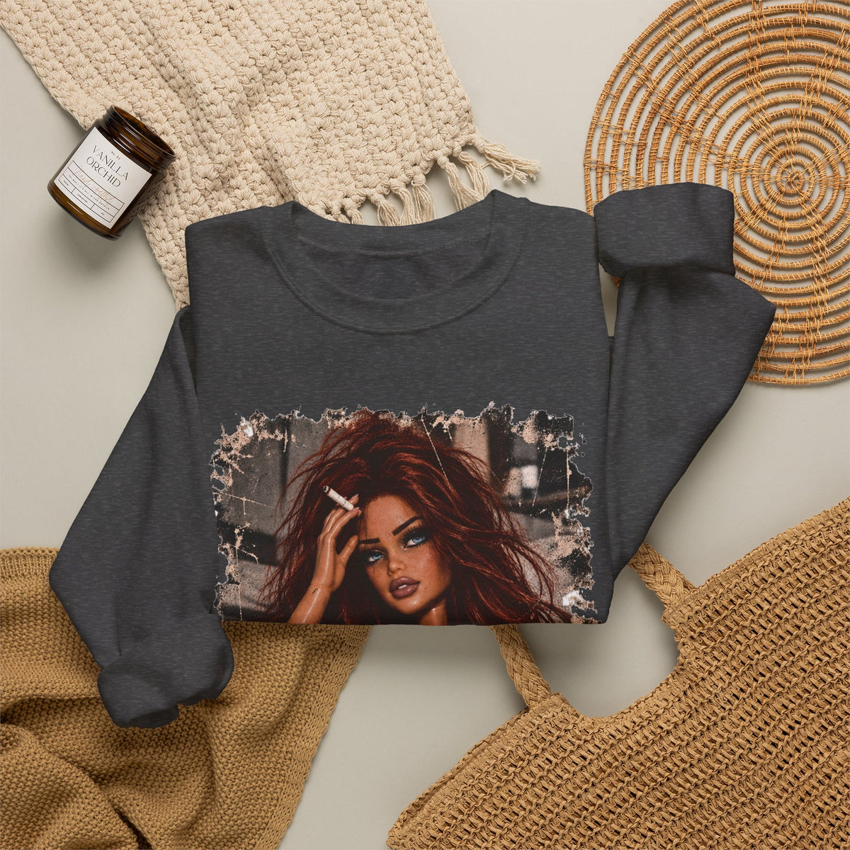 Red Hair F*ck Off Coffee Girl Crewneck Sweatshirt