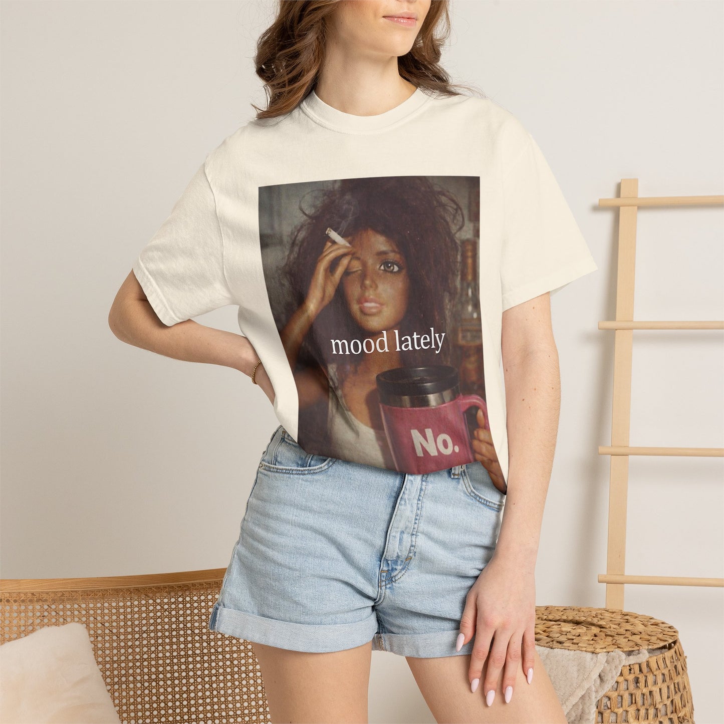 Graphic Tee — 'Mood Lately' Vintage Photo with No. Mug