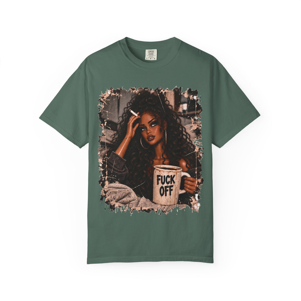 Curly Hair F*ck Off Coffee Girl T Shirt