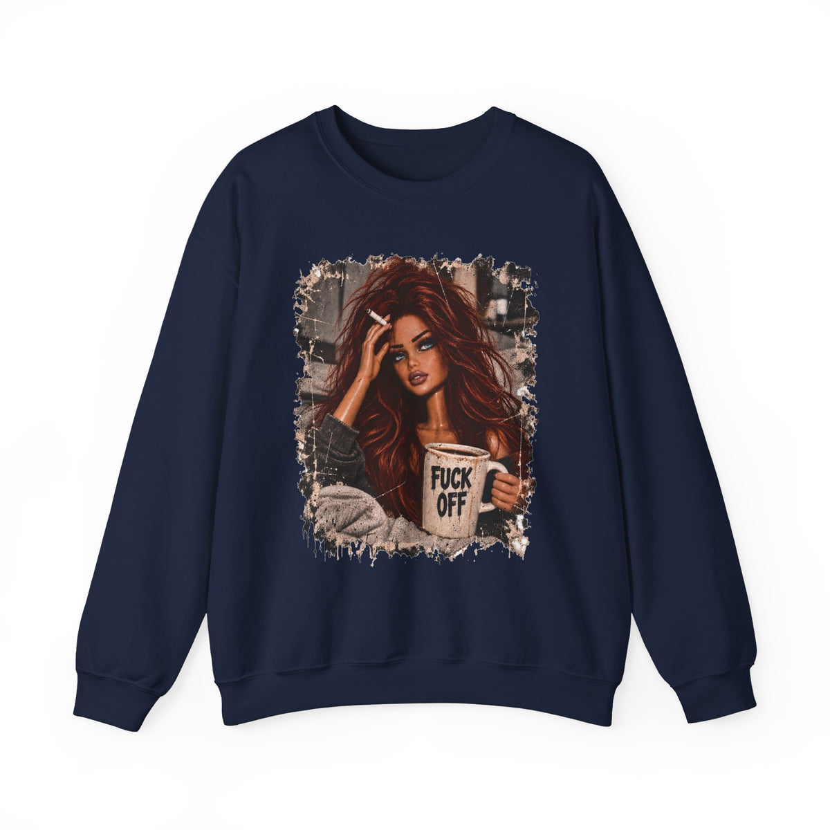Red Hair F*ck Off Coffee Girl Crewneck Sweatshirt
