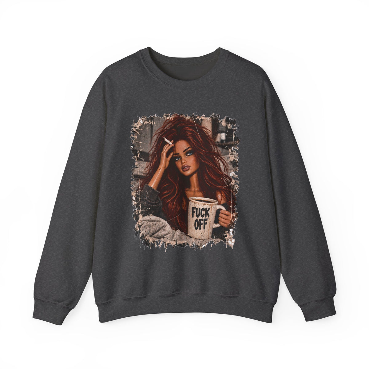 Red Hair F*ck Off Coffee Girl Crewneck Sweatshirt