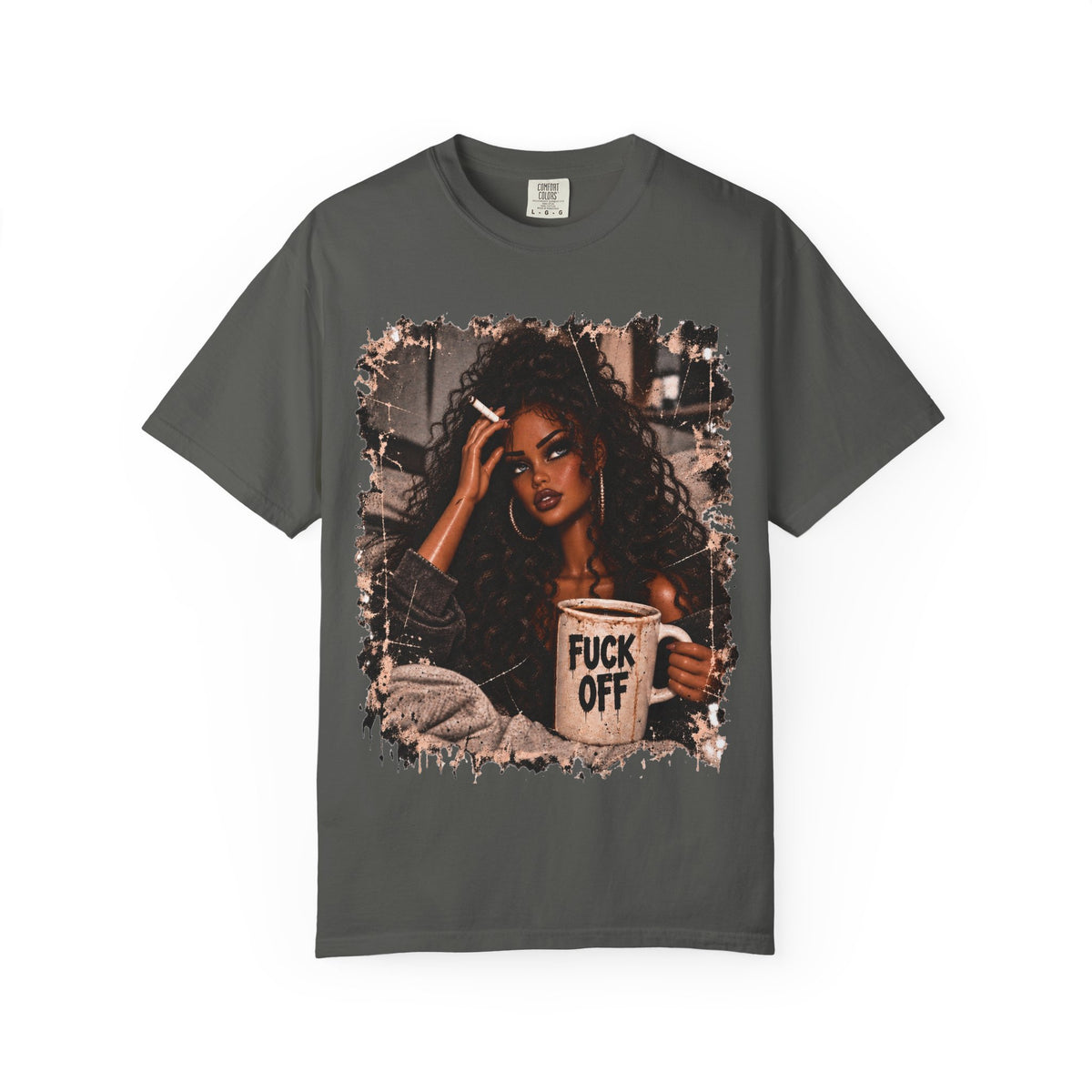 Curly Hair F*ck Off Coffee Girl T Shirt