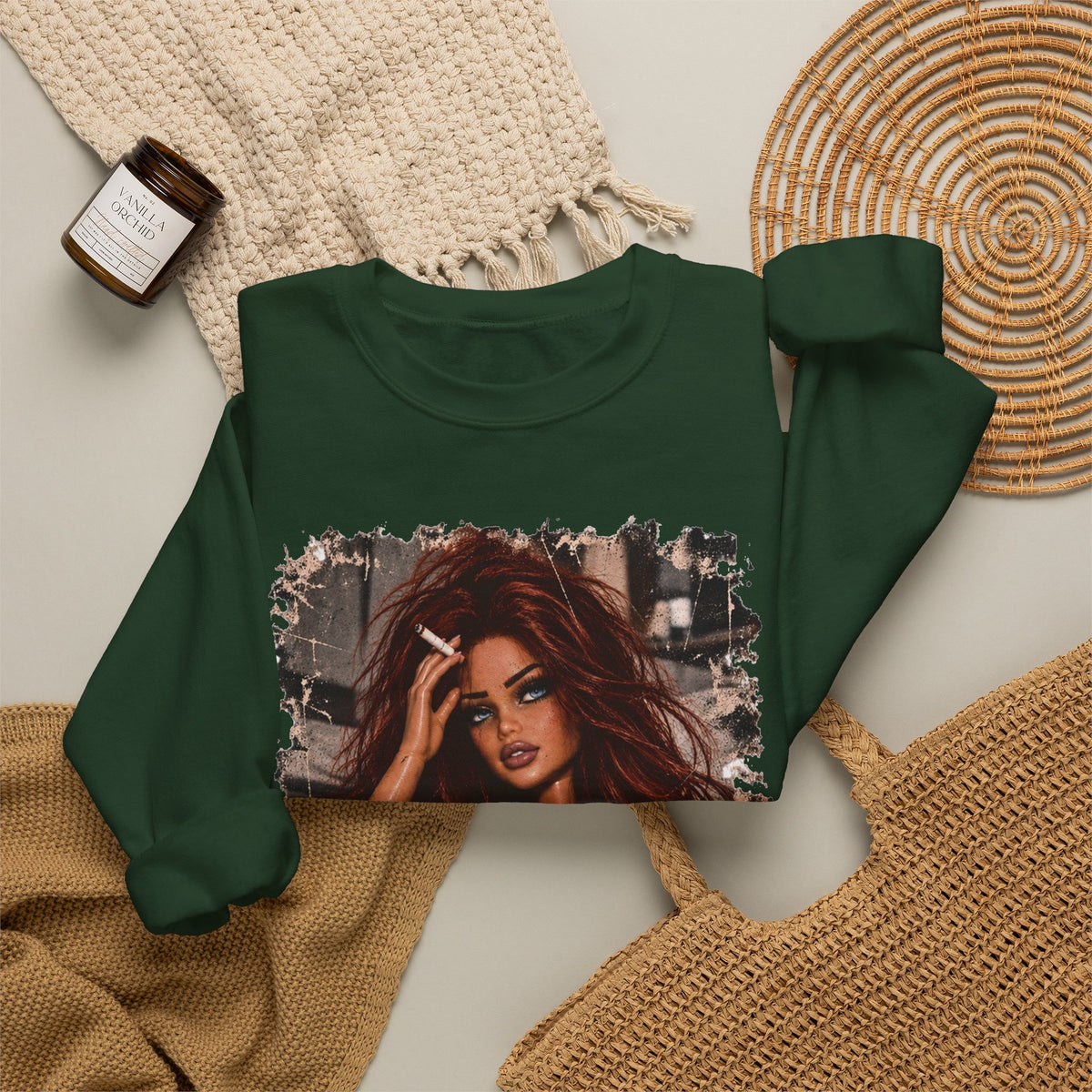 Red Hair F*ck Off Coffee Girl Crewneck Sweatshirt