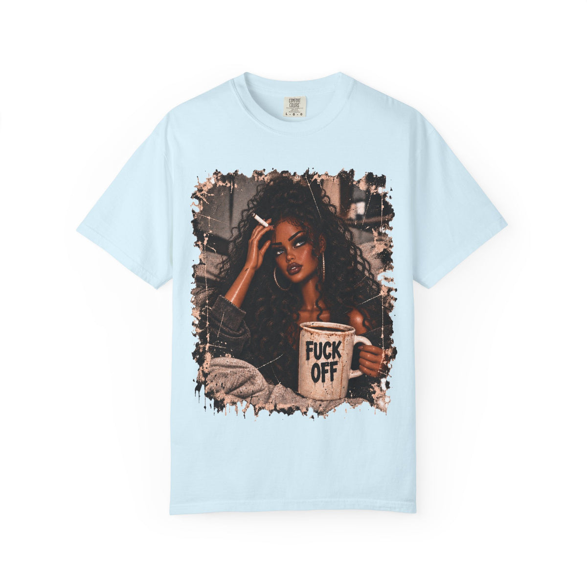 Curly Hair F*ck Off Coffee Girl T Shirt