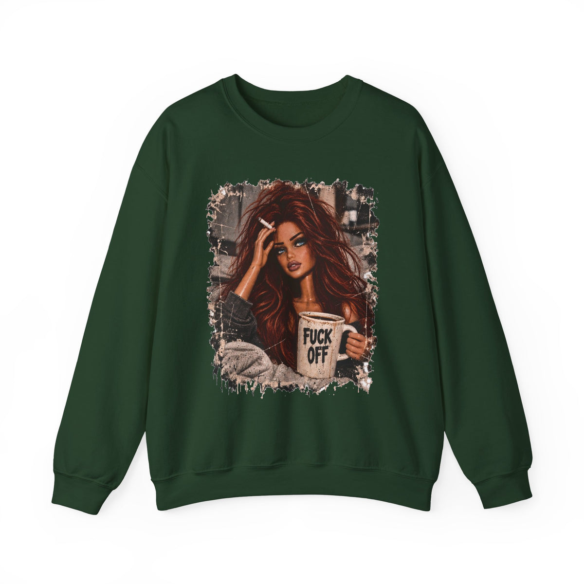 Red Hair F*ck Off Coffee Girl Crewneck Sweatshirt