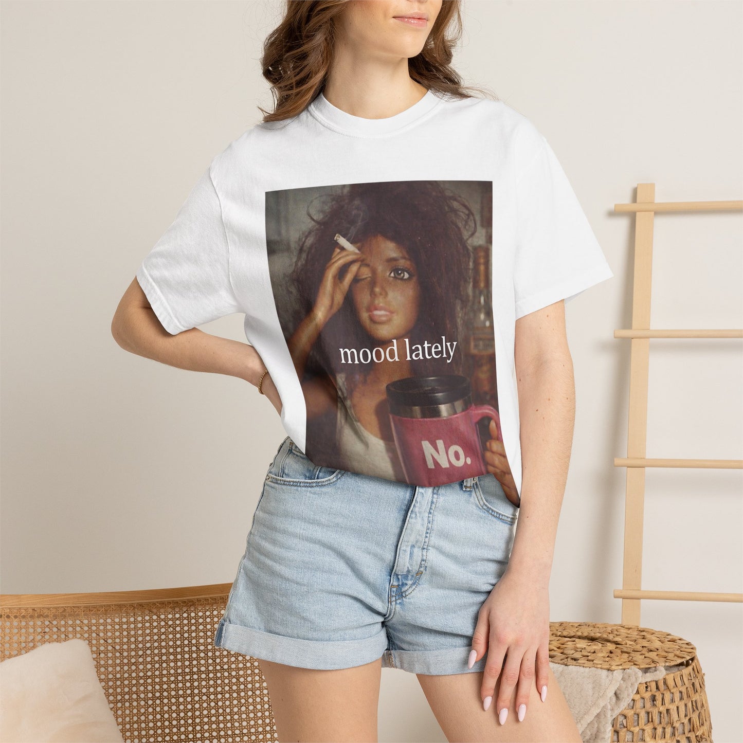 Graphic Tee — 'Mood Lately' Vintage Photo with No. Mug
