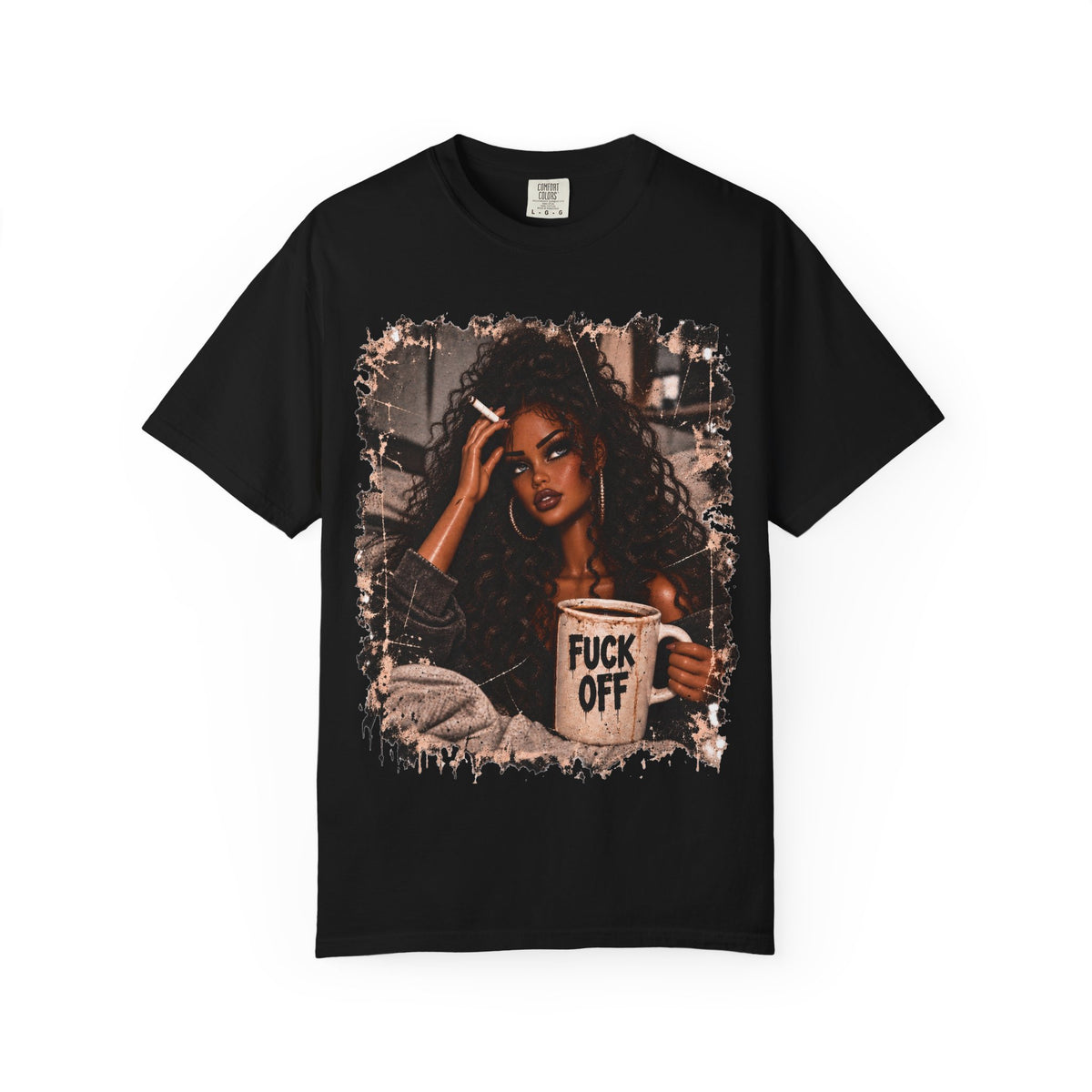 Curly Hair F*ck Off Coffee Girl T Shirt