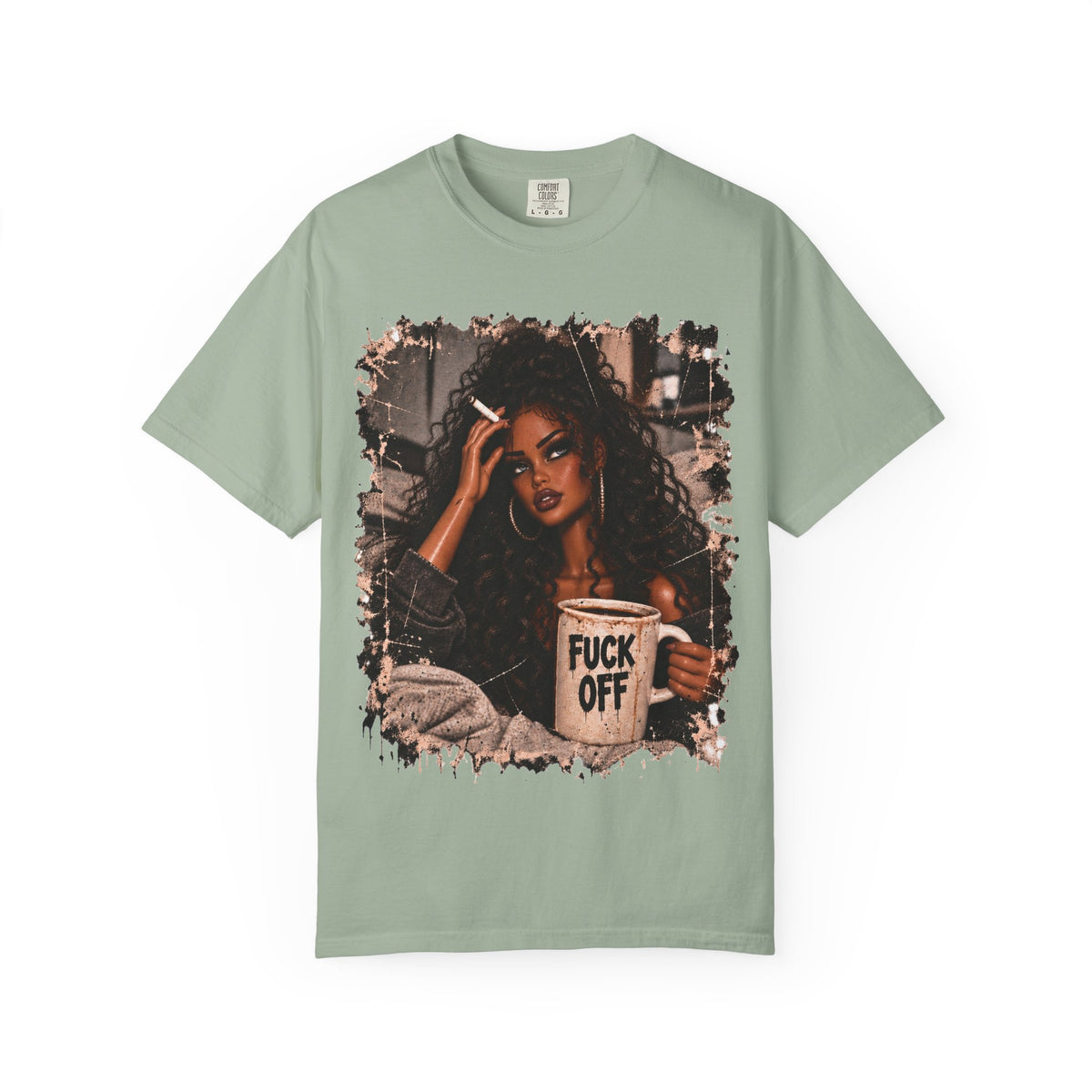 Curly Hair F*ck Off Coffee Girl T Shirt