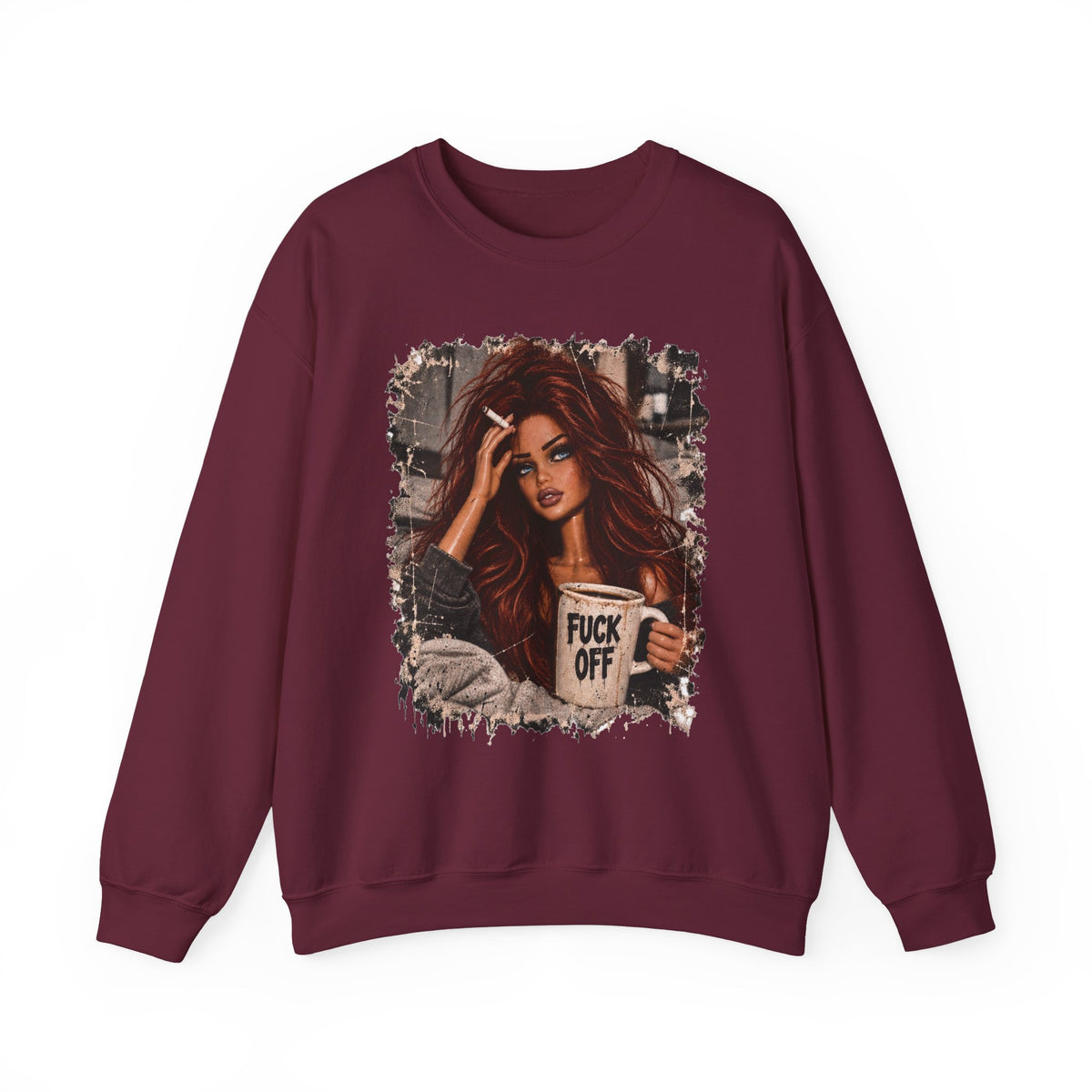 Red Hair F*ck Off Coffee Girl Crewneck Sweatshirt