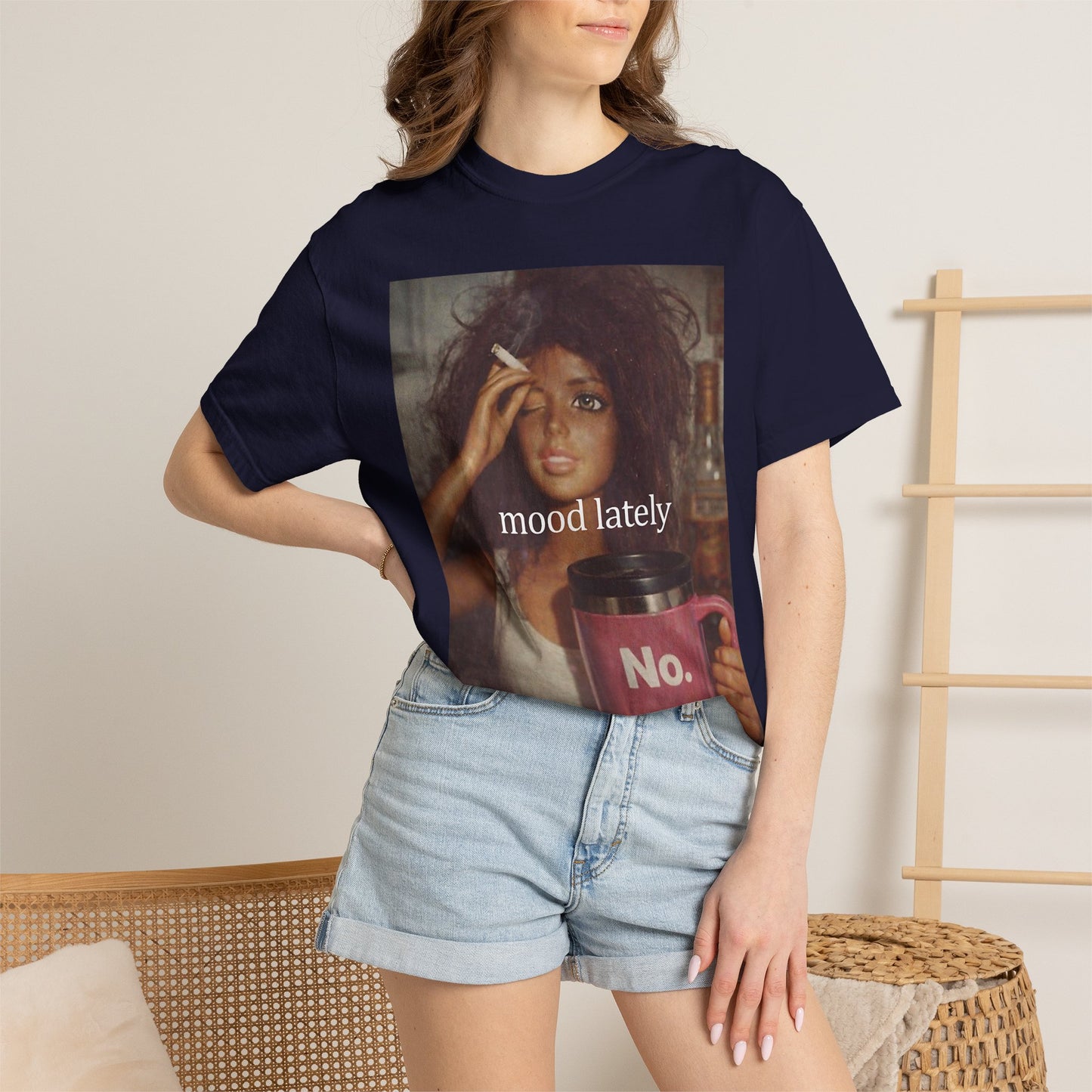 Graphic Tee — 'Mood Lately' Vintage Photo with No. Mug