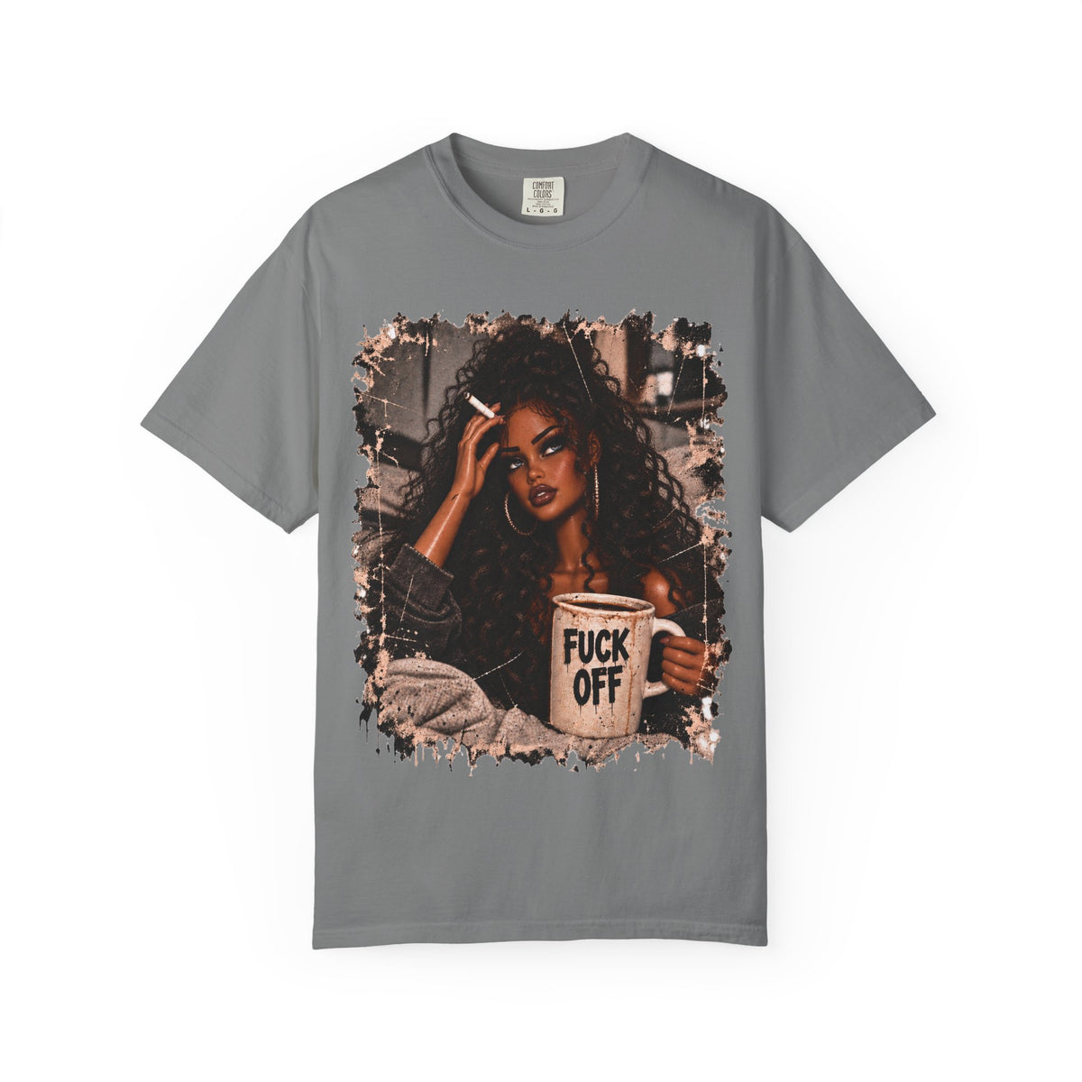 Curly Hair F*ck Off Coffee Girl T Shirt