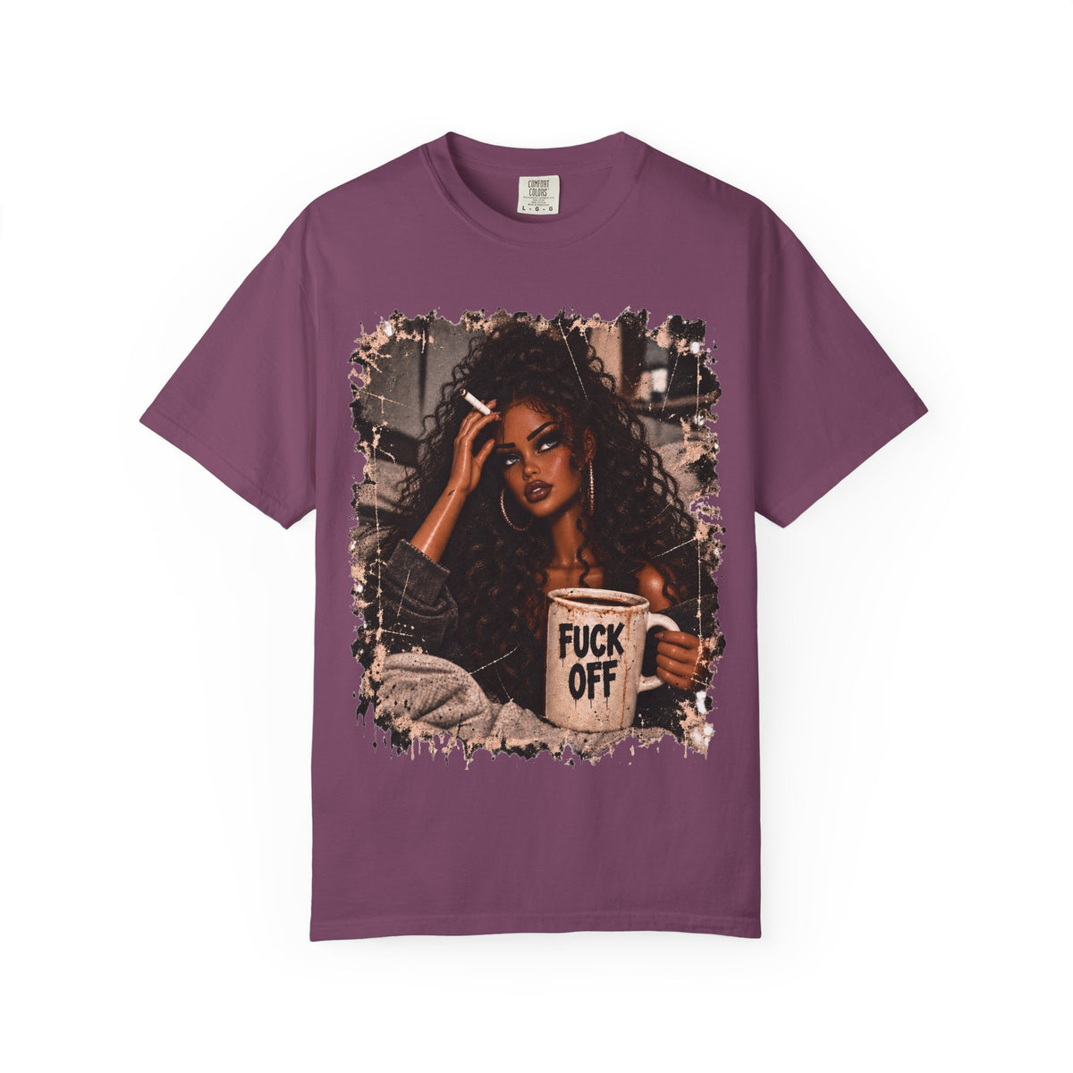 Curly Hair F*ck Off Coffee Girl T Shirt