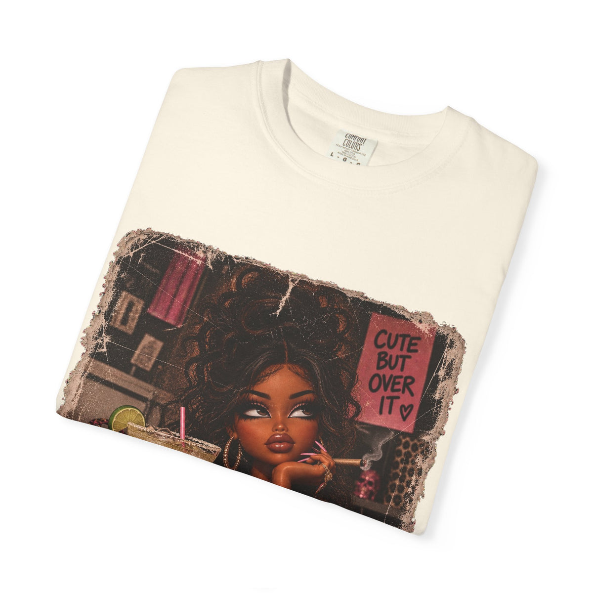 T-Shirt — Cute But Over It Graphic Tee (Girl with Cocktail)