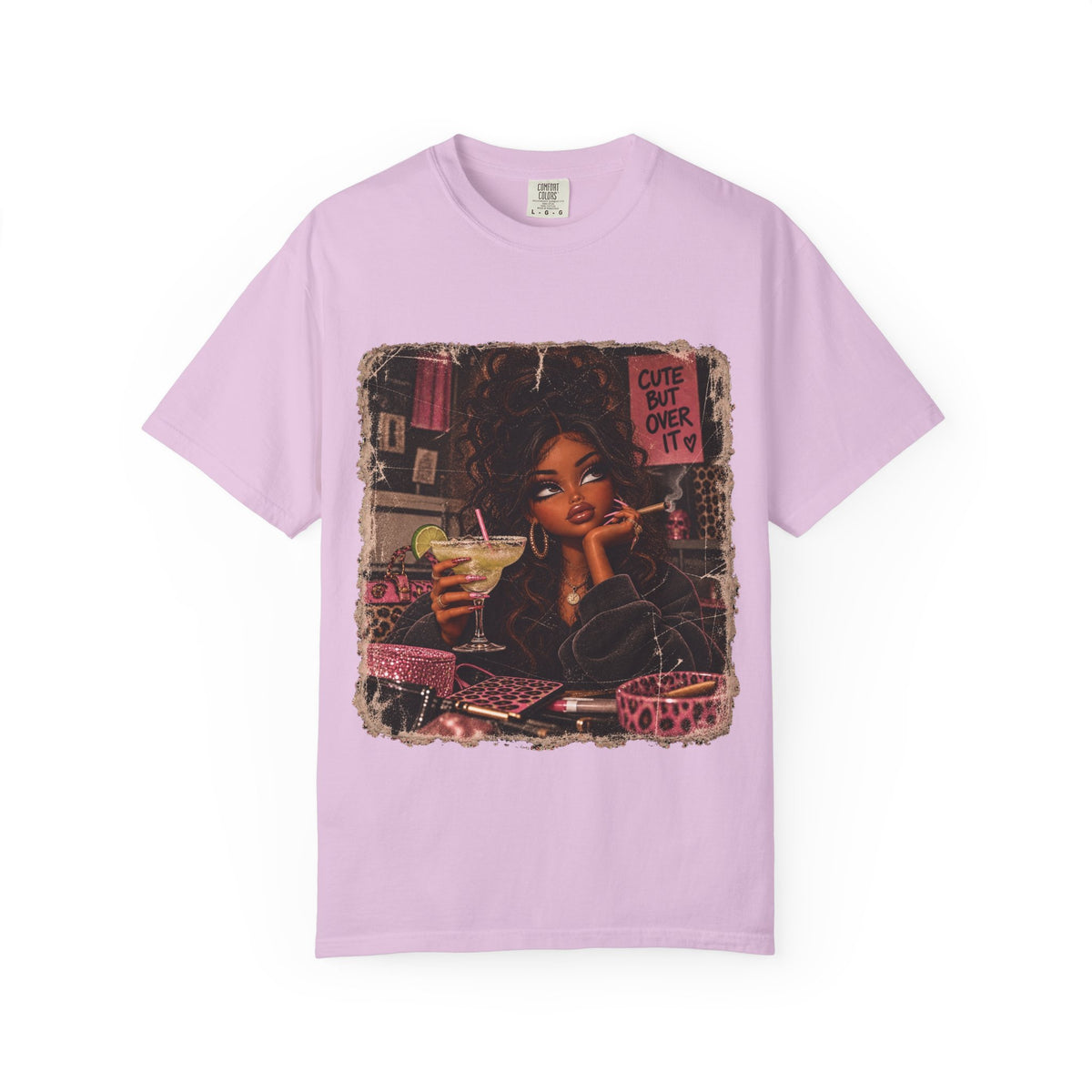 T-Shirt — Cute But Over It Graphic Tee (Girl with Cocktail)