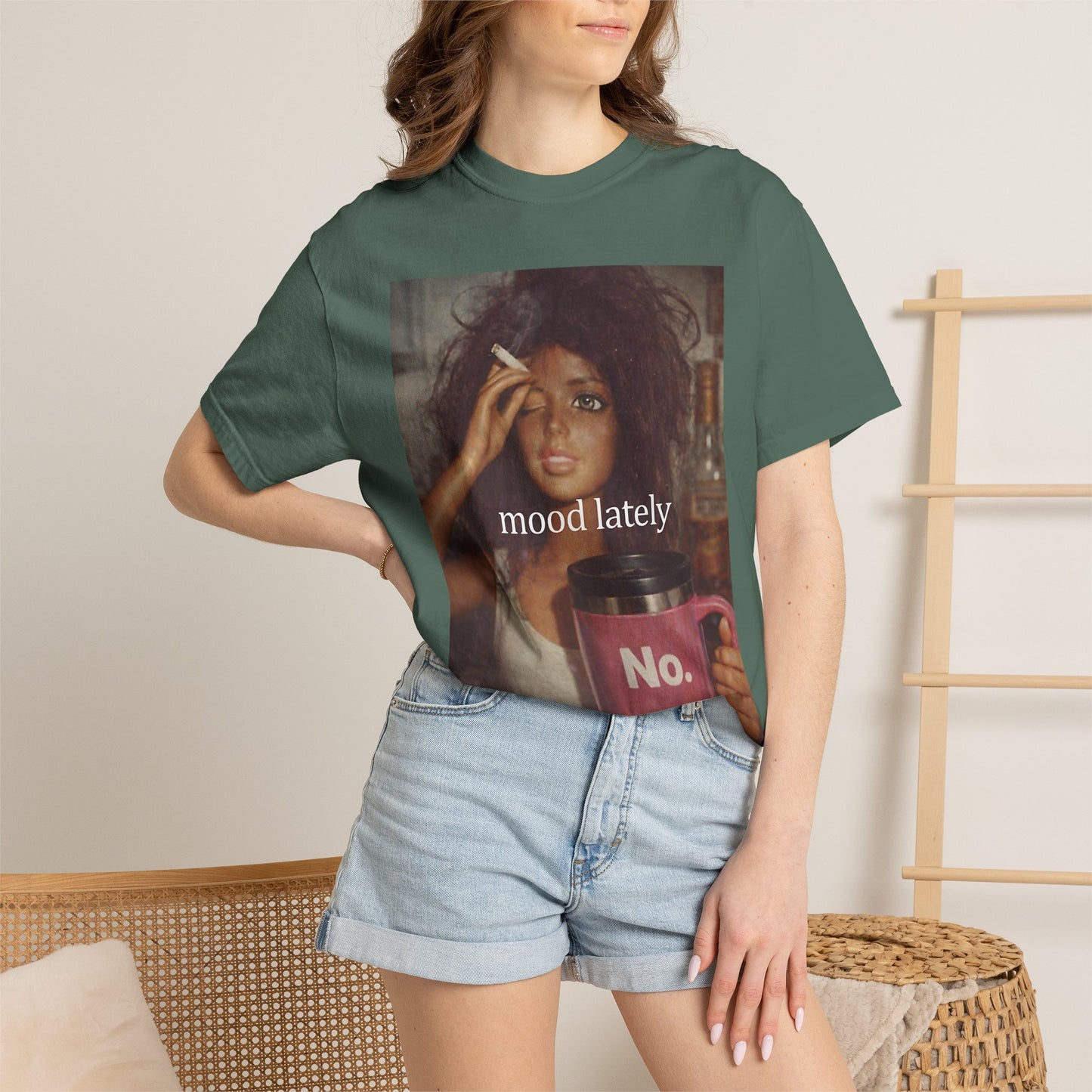 Graphic Tee — 'Mood Lately' Vintage Photo with No. Mug