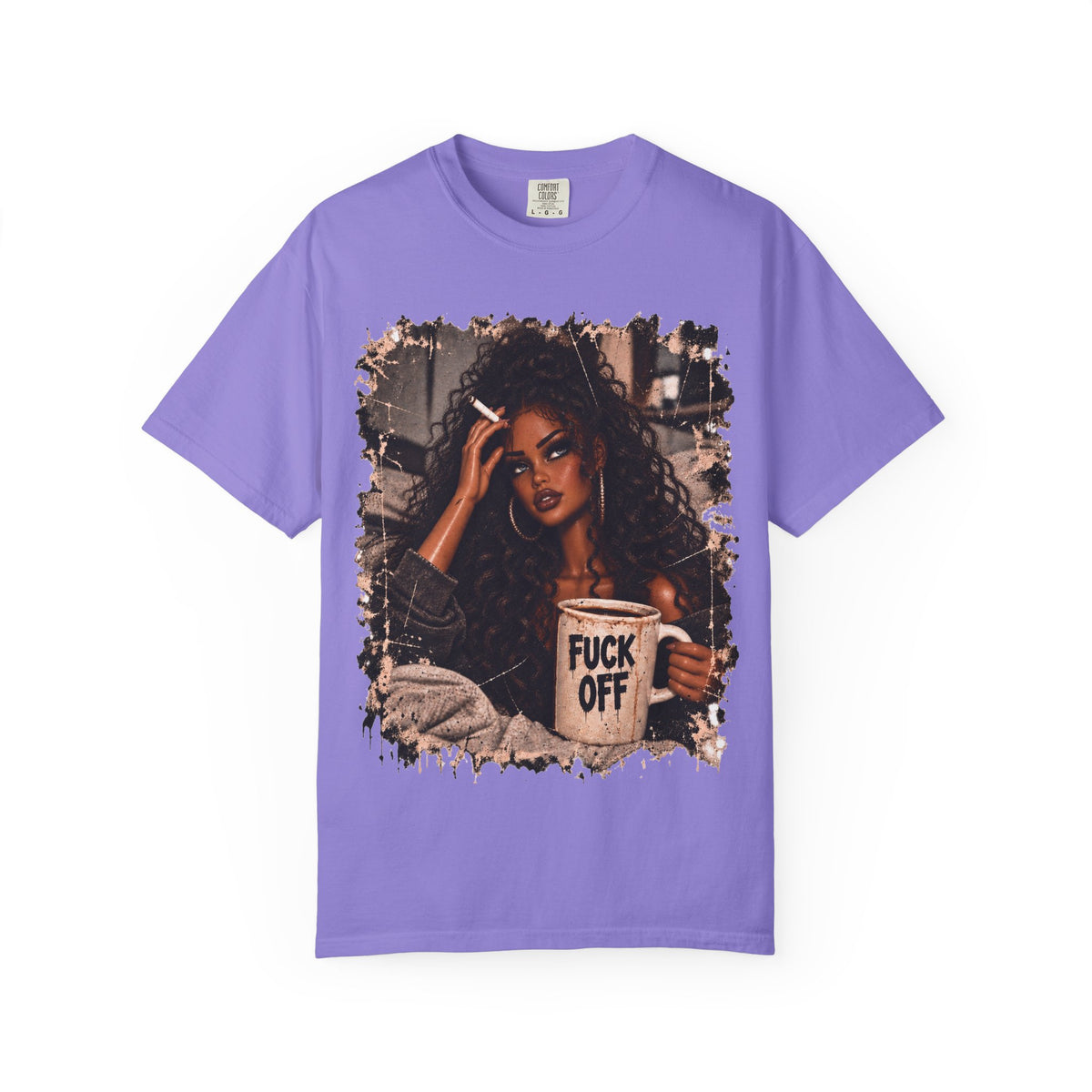 Curly Hair F*ck Off Coffee Girl T Shirt