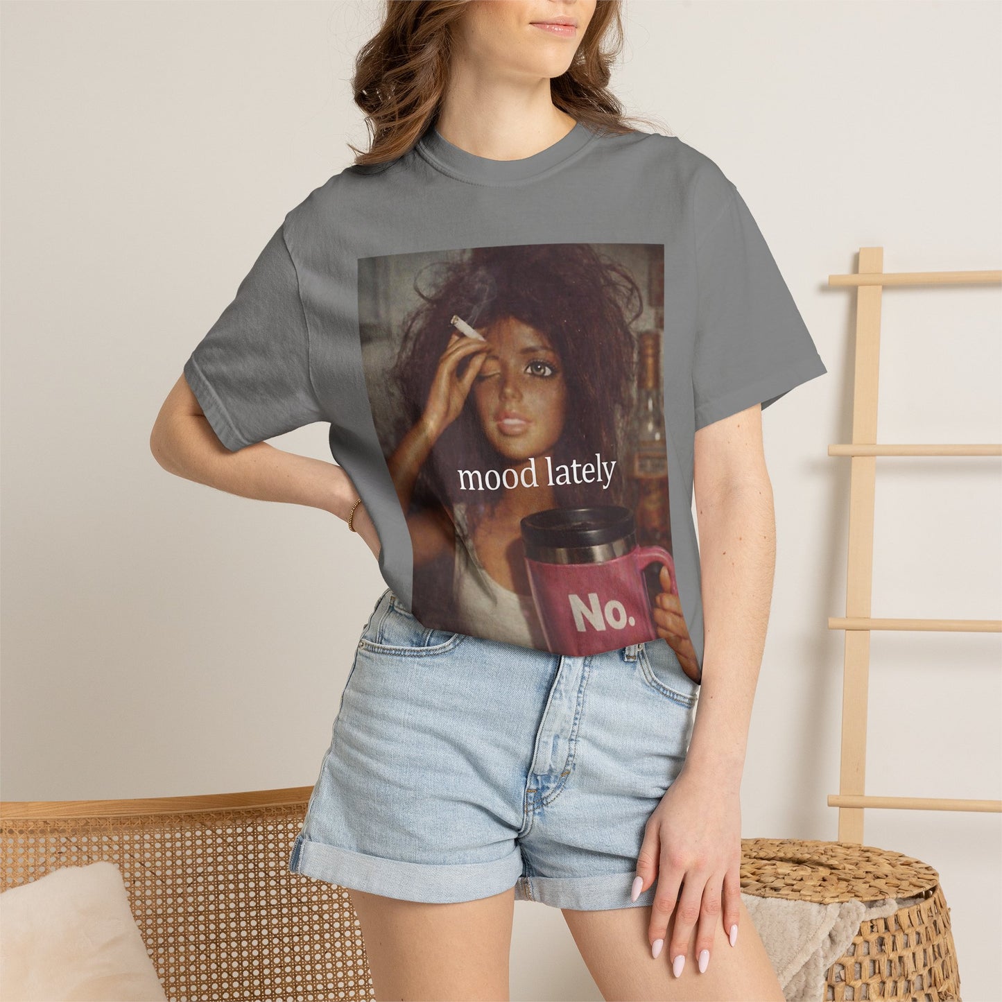 Graphic Tee — 'Mood Lately' Vintage Photo with No. Mug