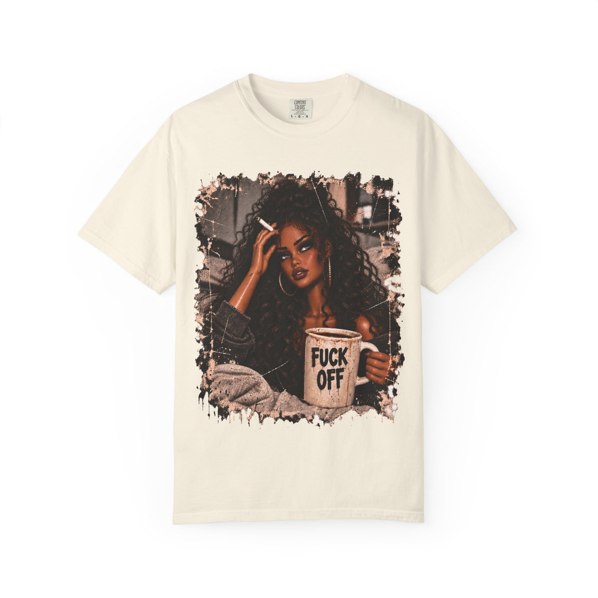 Curly Hair F*ck Off Coffee Girl T Shirt