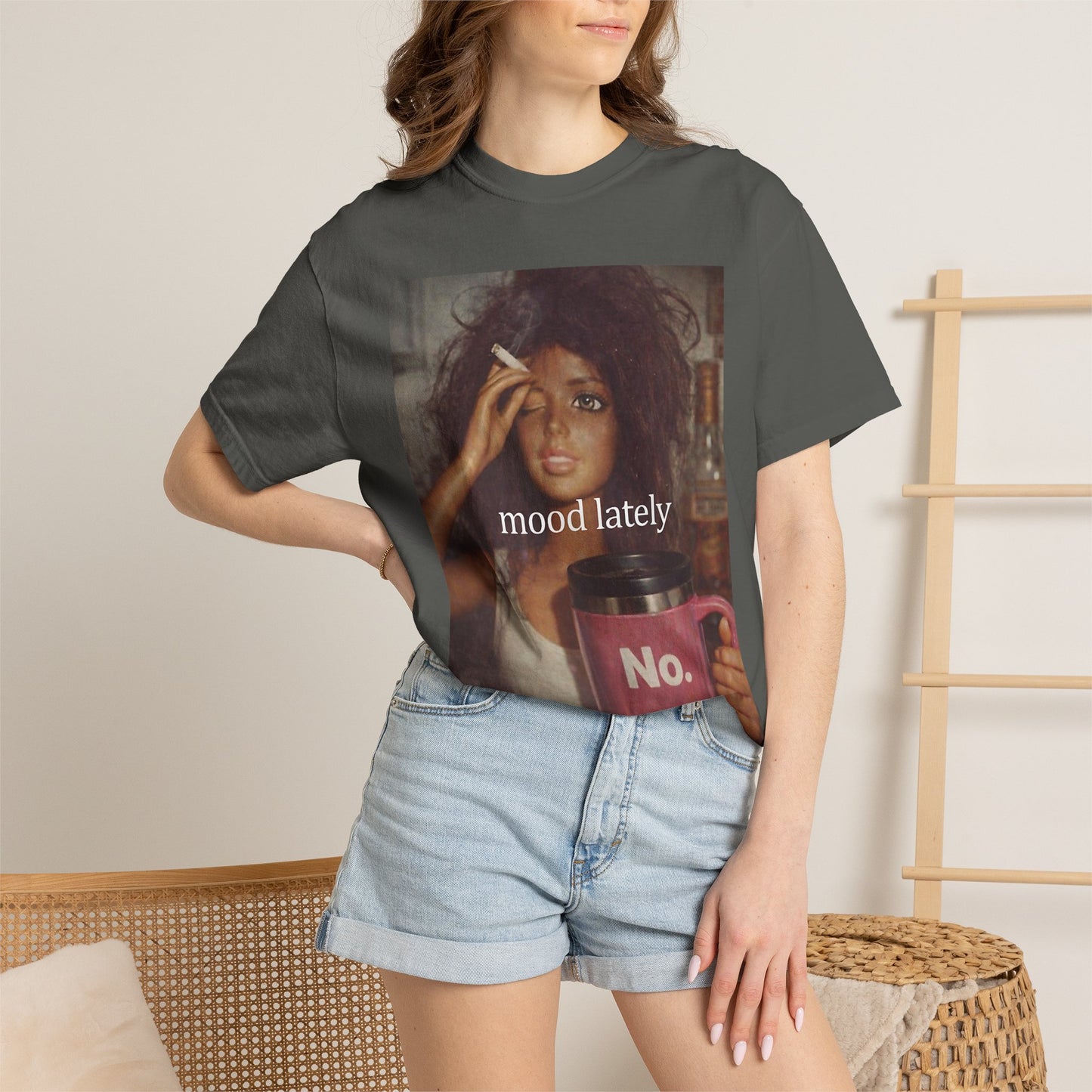 Graphic Tee — 'Mood Lately' Vintage Photo with No. Mug