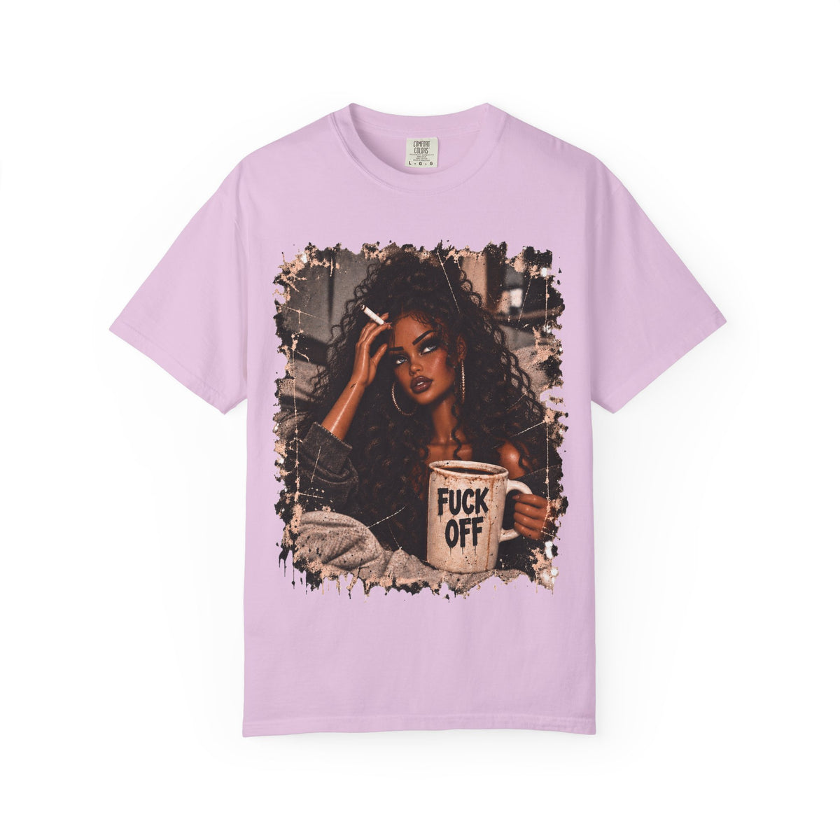 Curly Hair F*ck Off Coffee Girl T Shirt