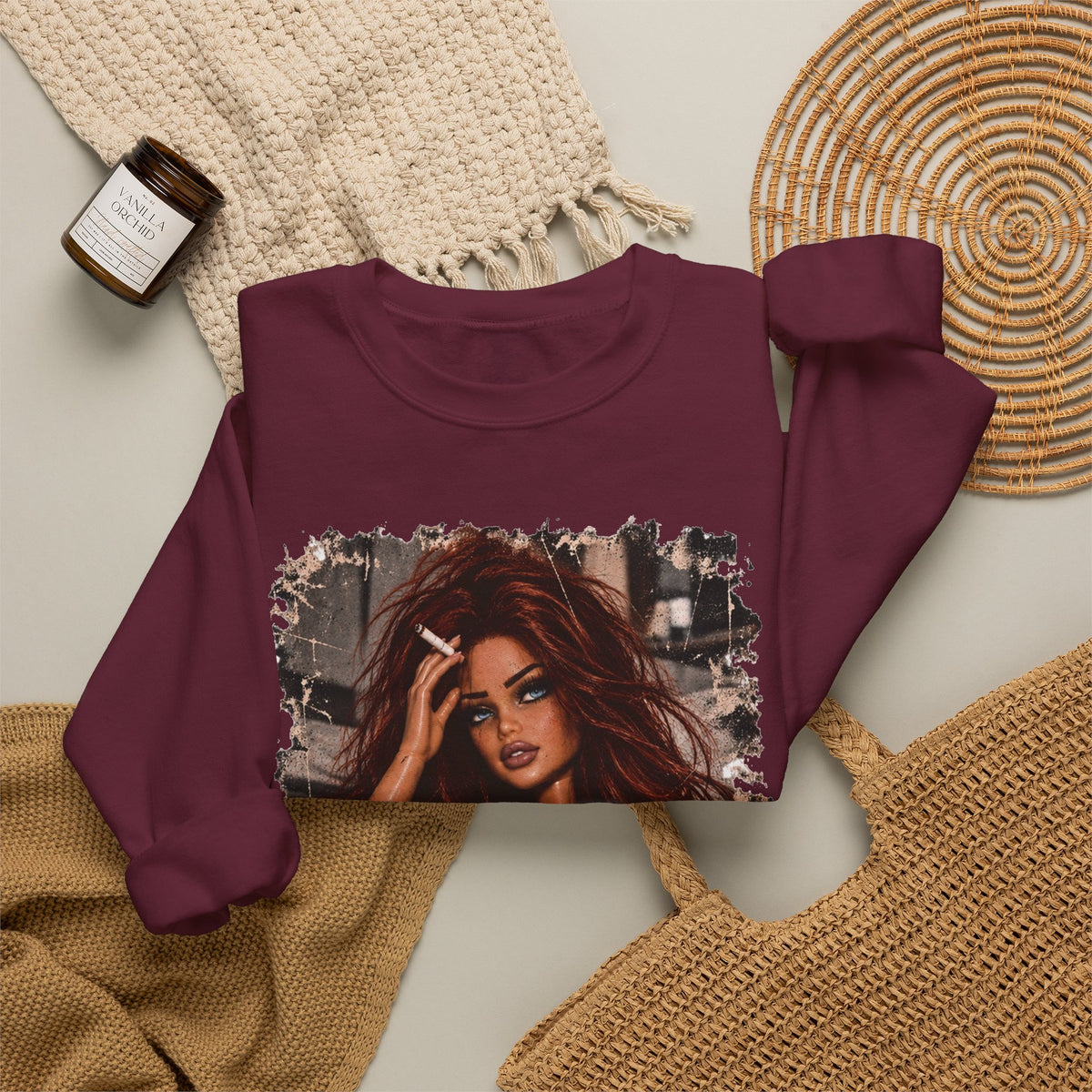 Red Hair F*ck Off Coffee Girl Crewneck Sweatshirt