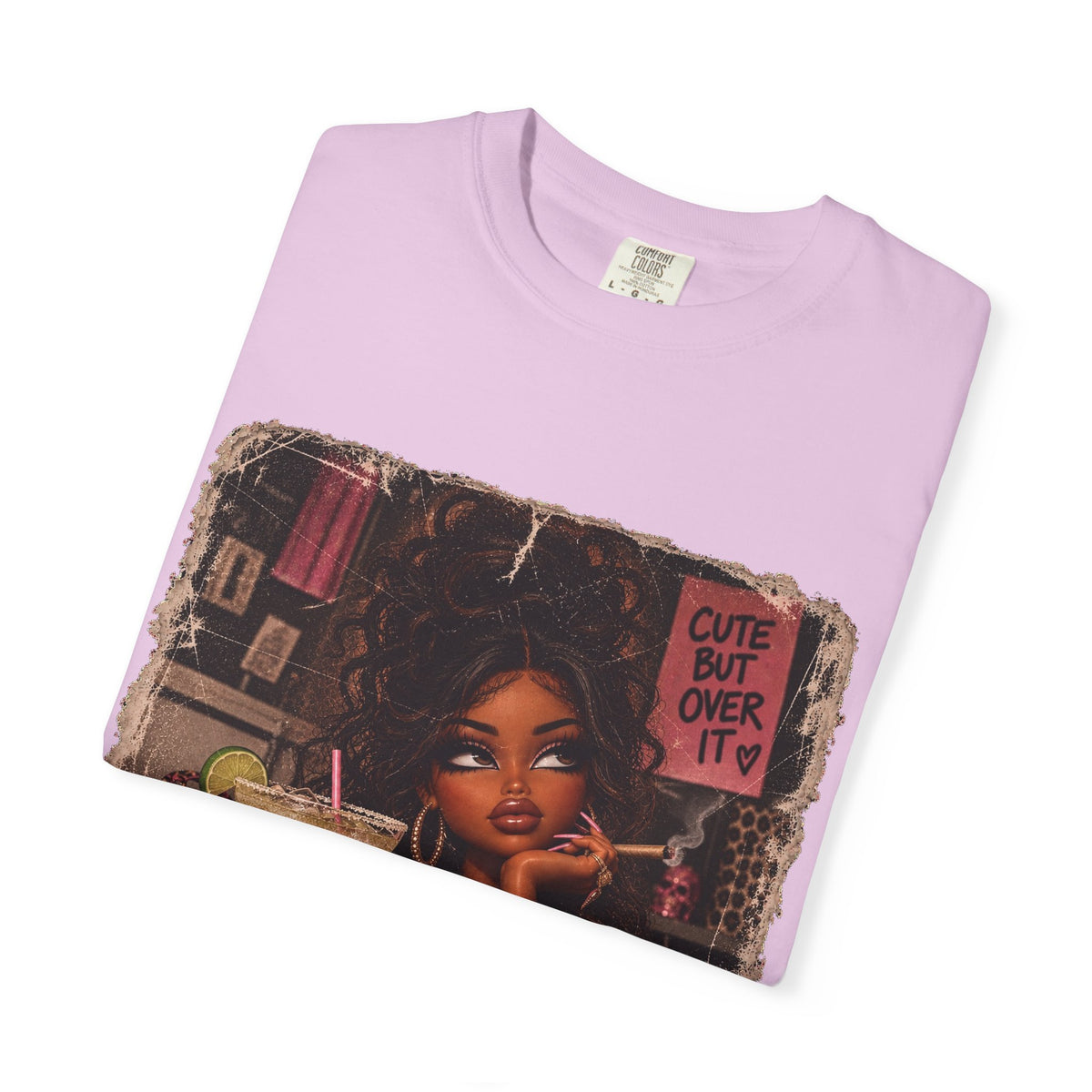 T-Shirt — Cute But Over It Graphic Tee (Girl with Cocktail)