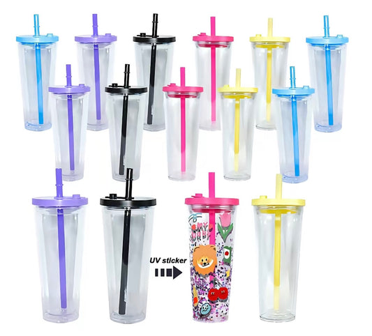 24oz acrylic w/ leak proof colored lid