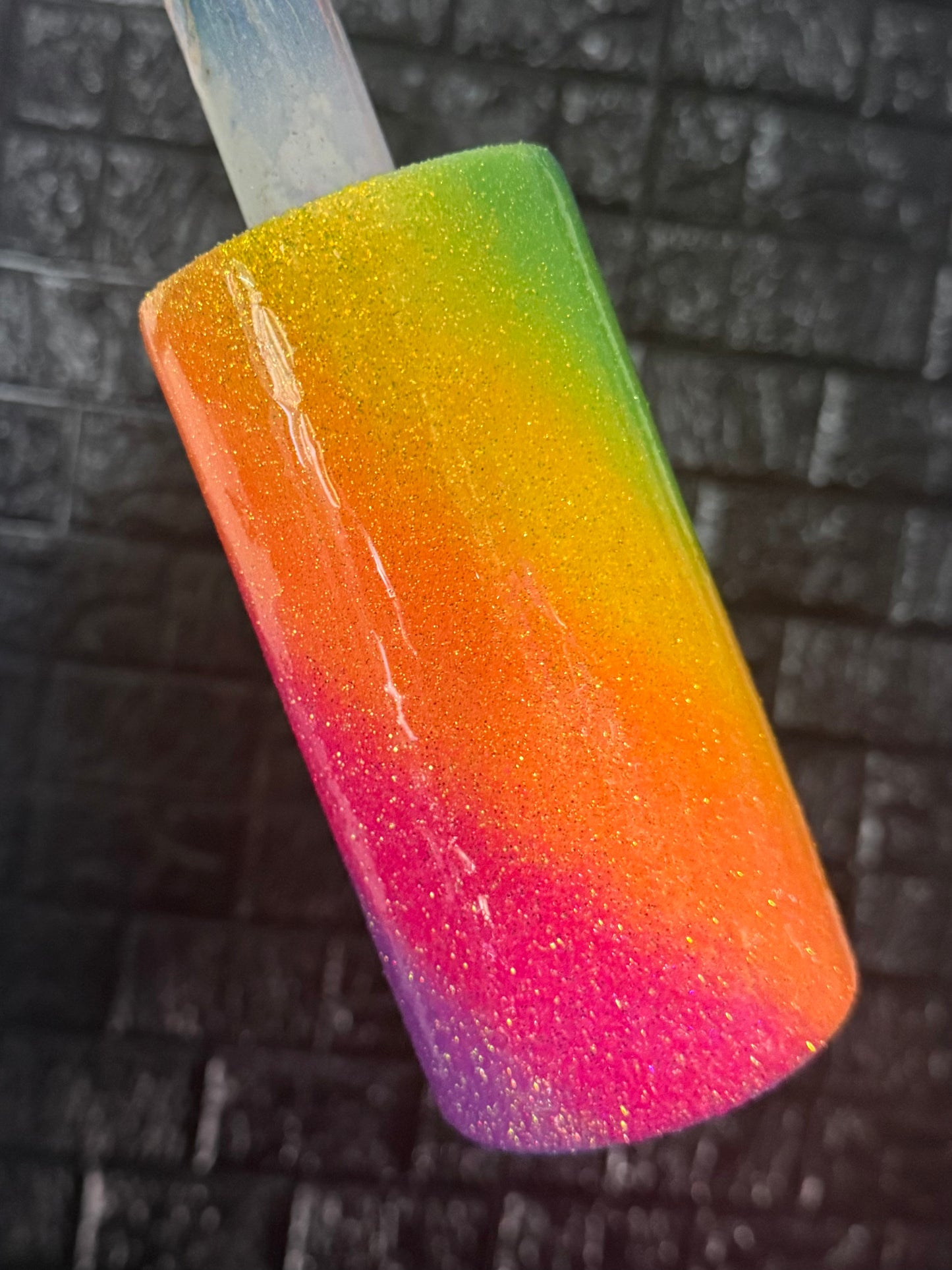 12oz skinny can koozie rainbow swirl