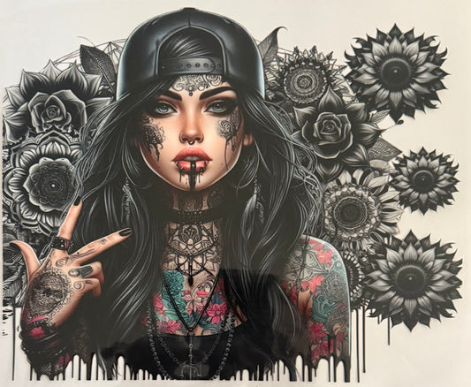 Tattoo girl black hair (24oz)