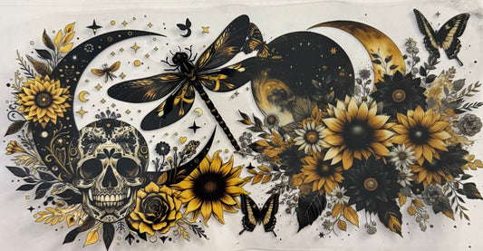 Flowers and dragonfly