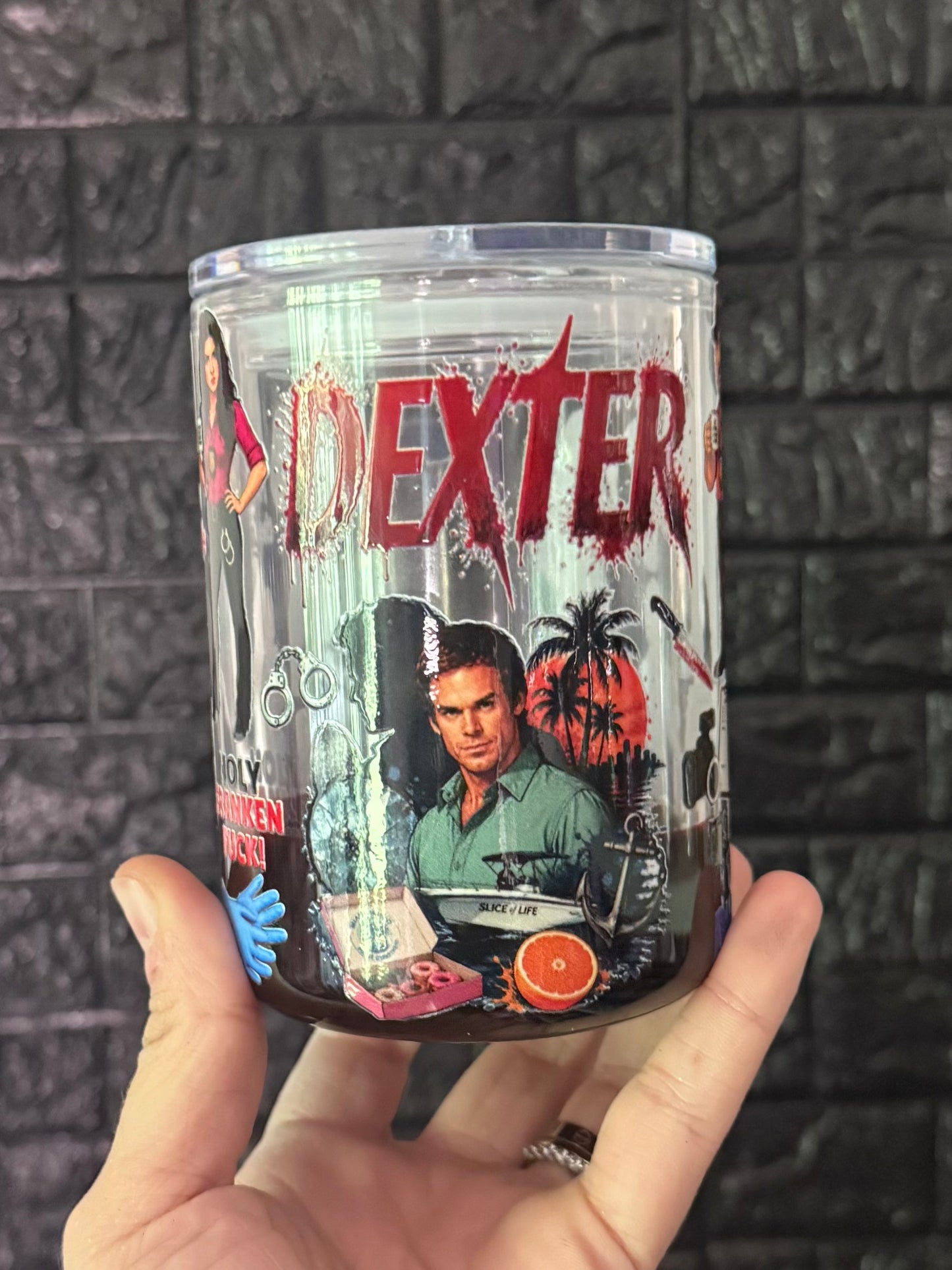 Dexter 17oz acrylic mug blood drop