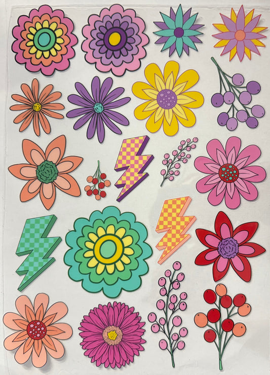 Neon retro flower element sheet