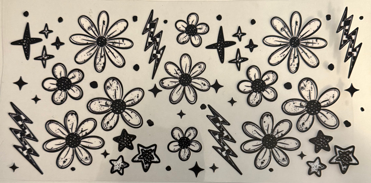 Black and white flowers