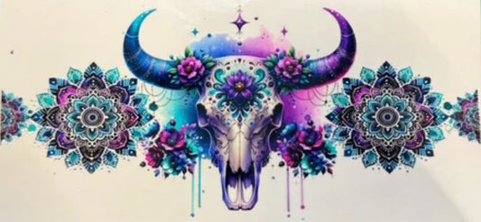 Blue purple cow skull