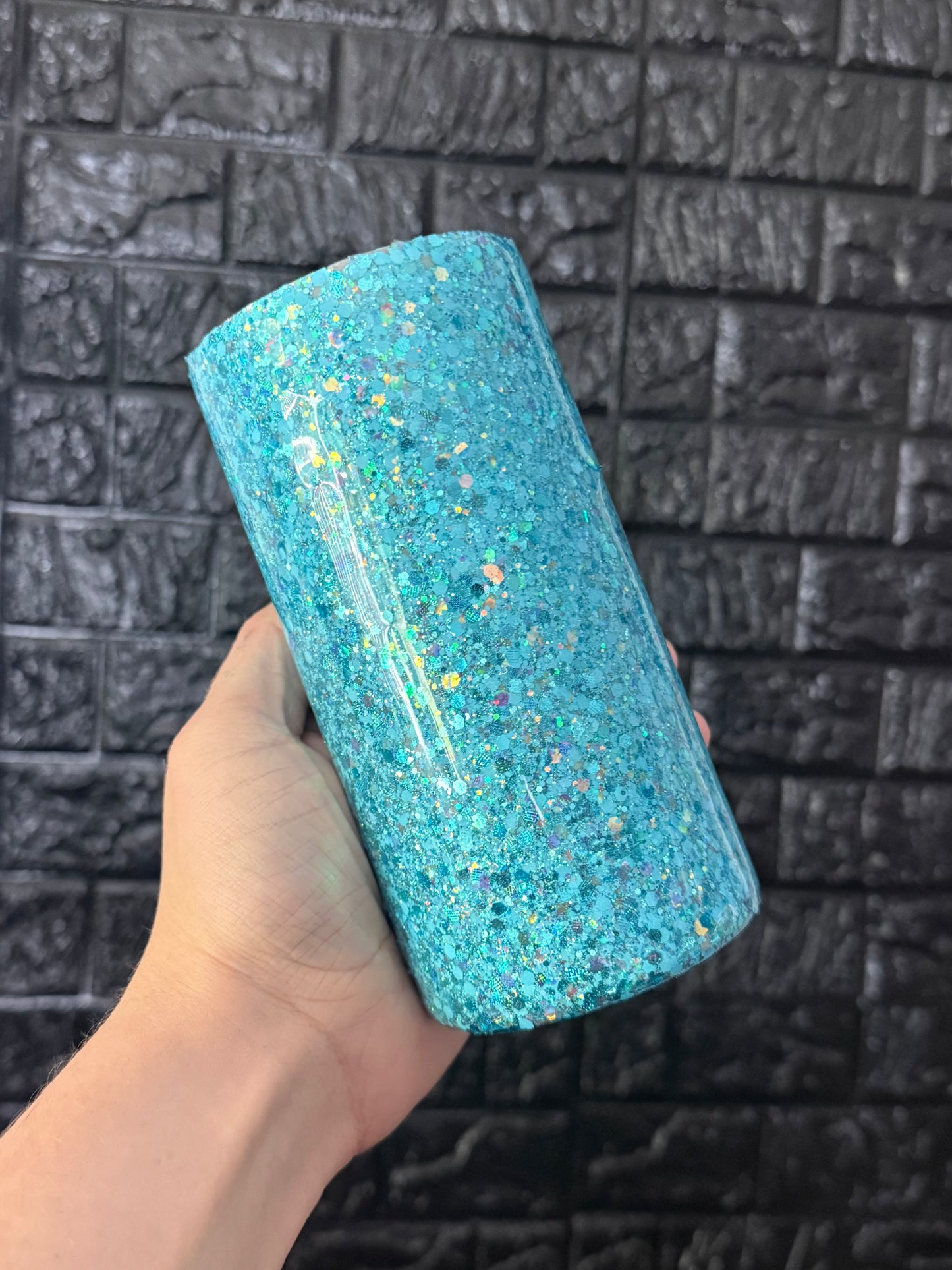 12oz skinny can koozie blue mix (glow)