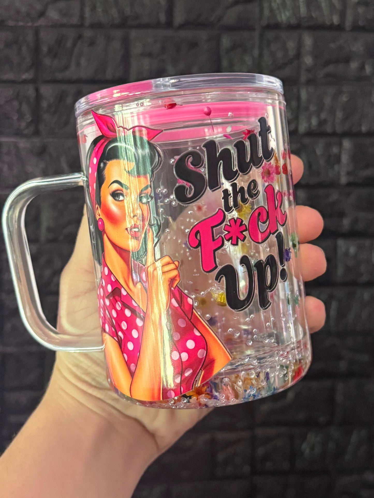Stfu 17oz acrylic mug dried flowers
