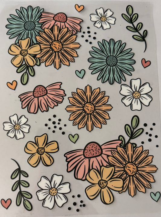 Multicolor floral element sheet