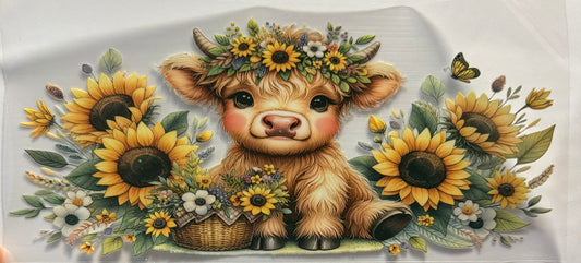 Sunflower highland cow